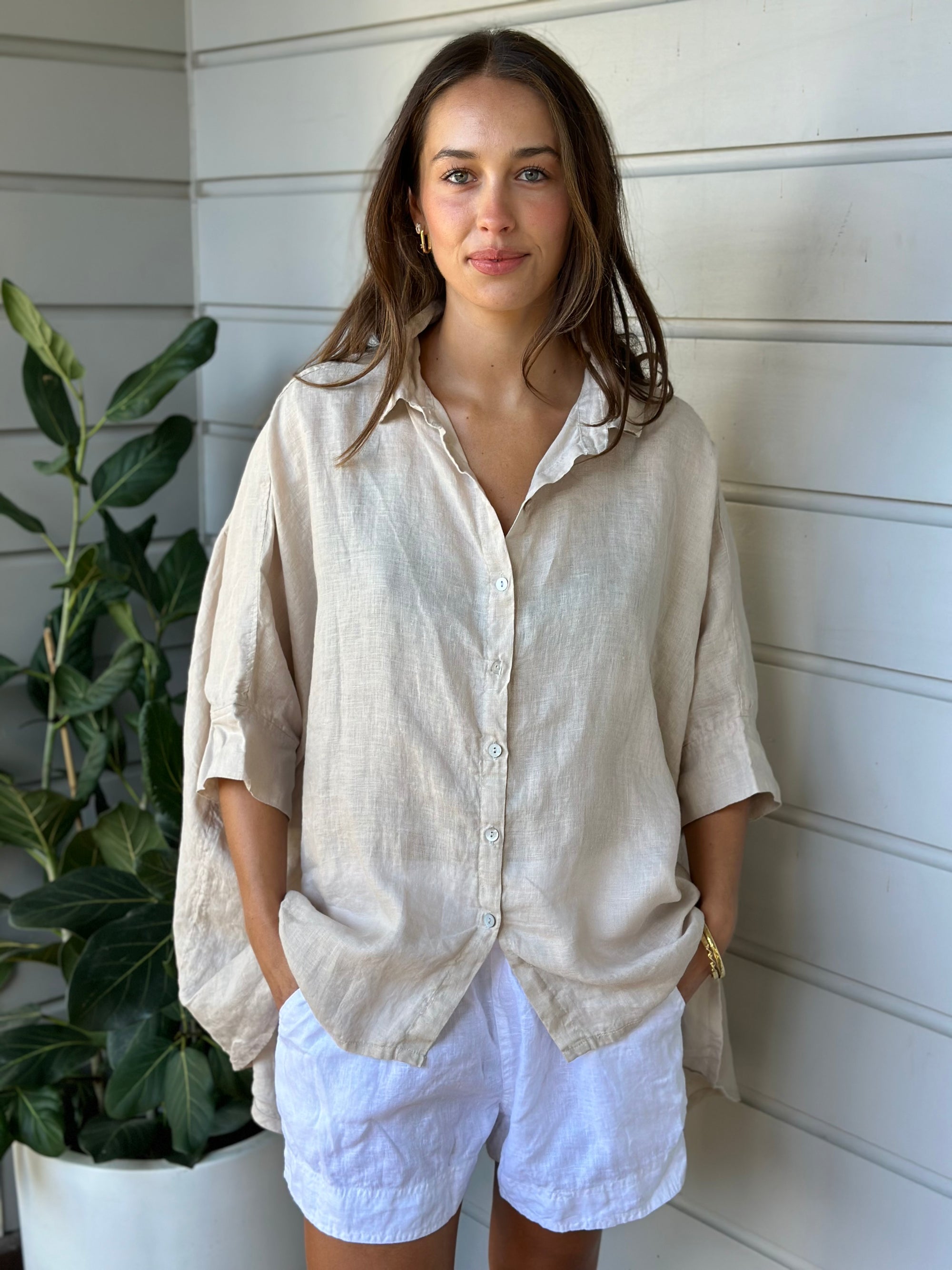 issey shirt - almond linen Apparel  