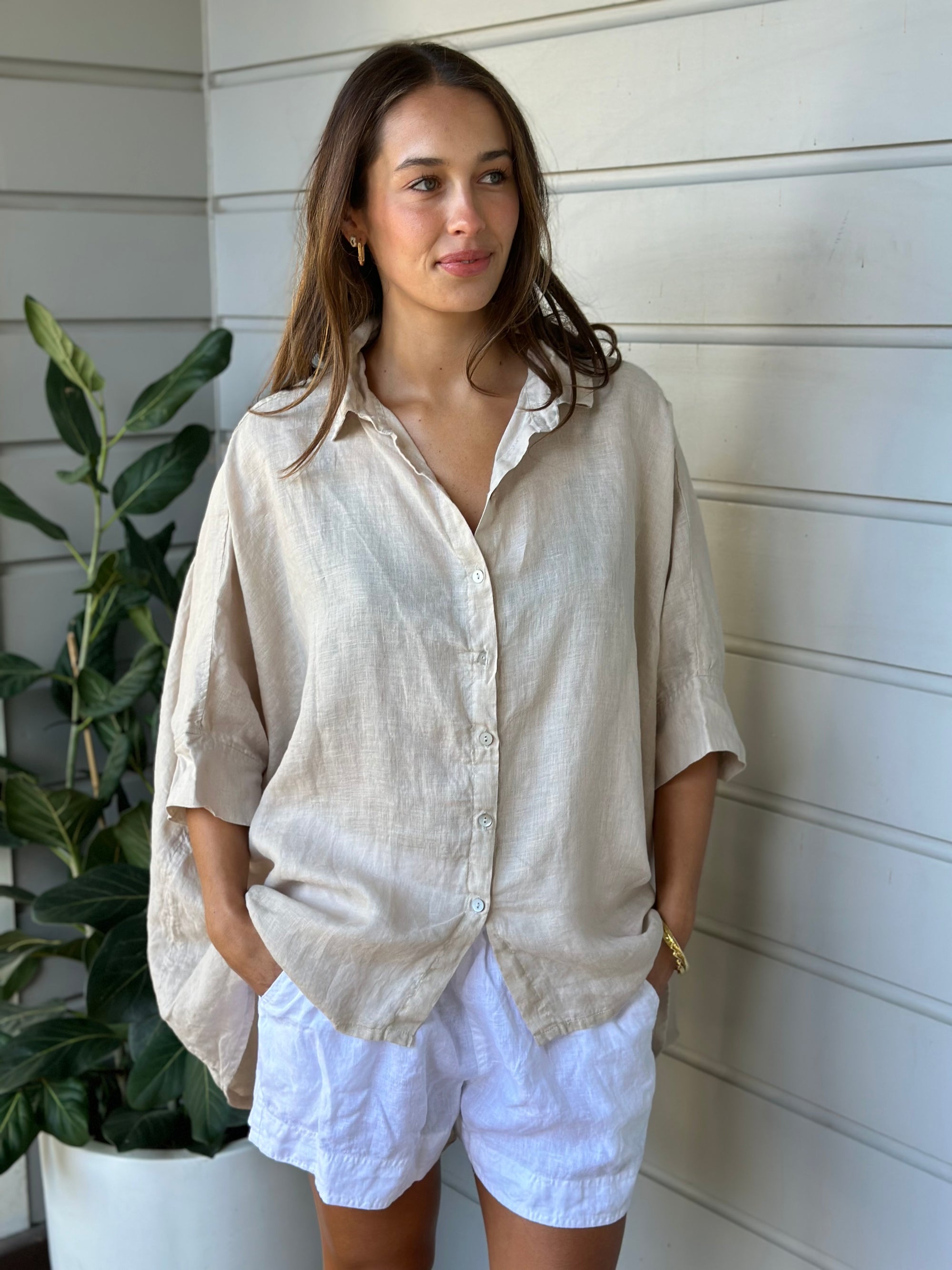 issey shirt - almond linen Apparel  