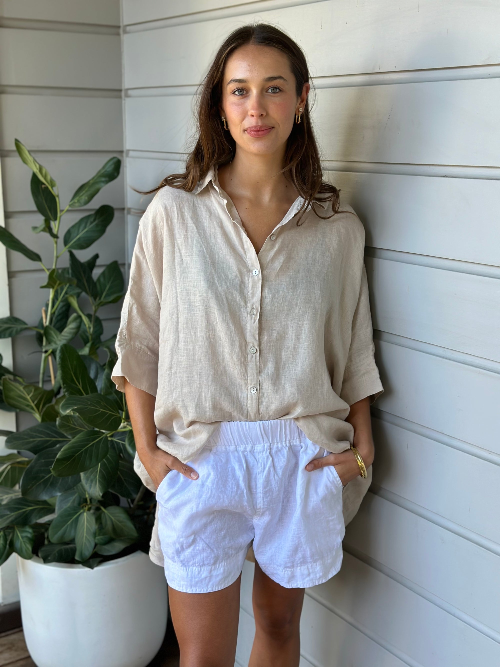 issey shirt - almond linen Apparel  