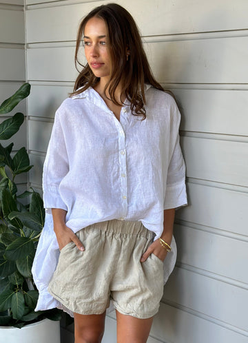abbey short - natural linen Apparel  