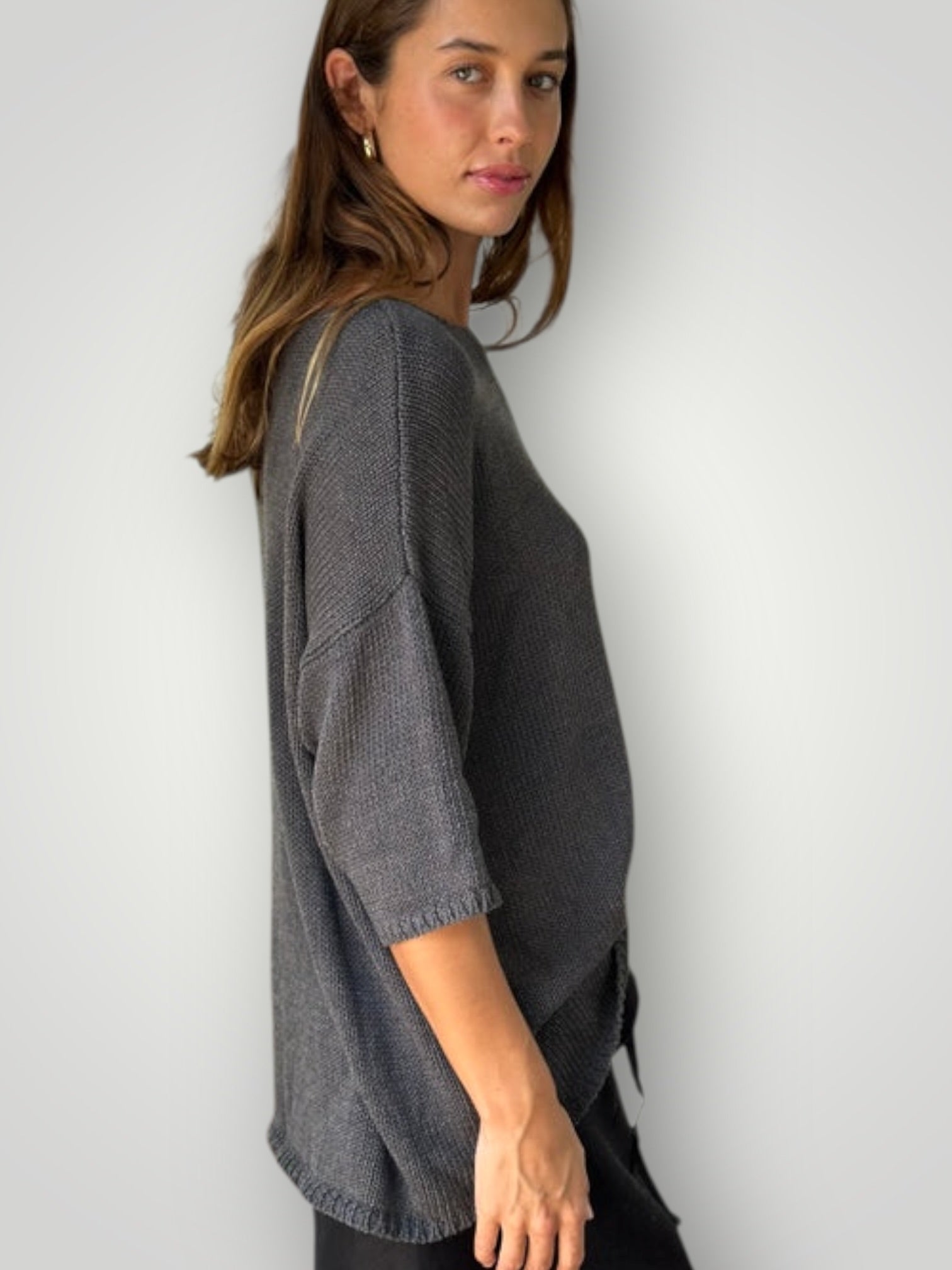 alex top - slate cotton knit Apparel