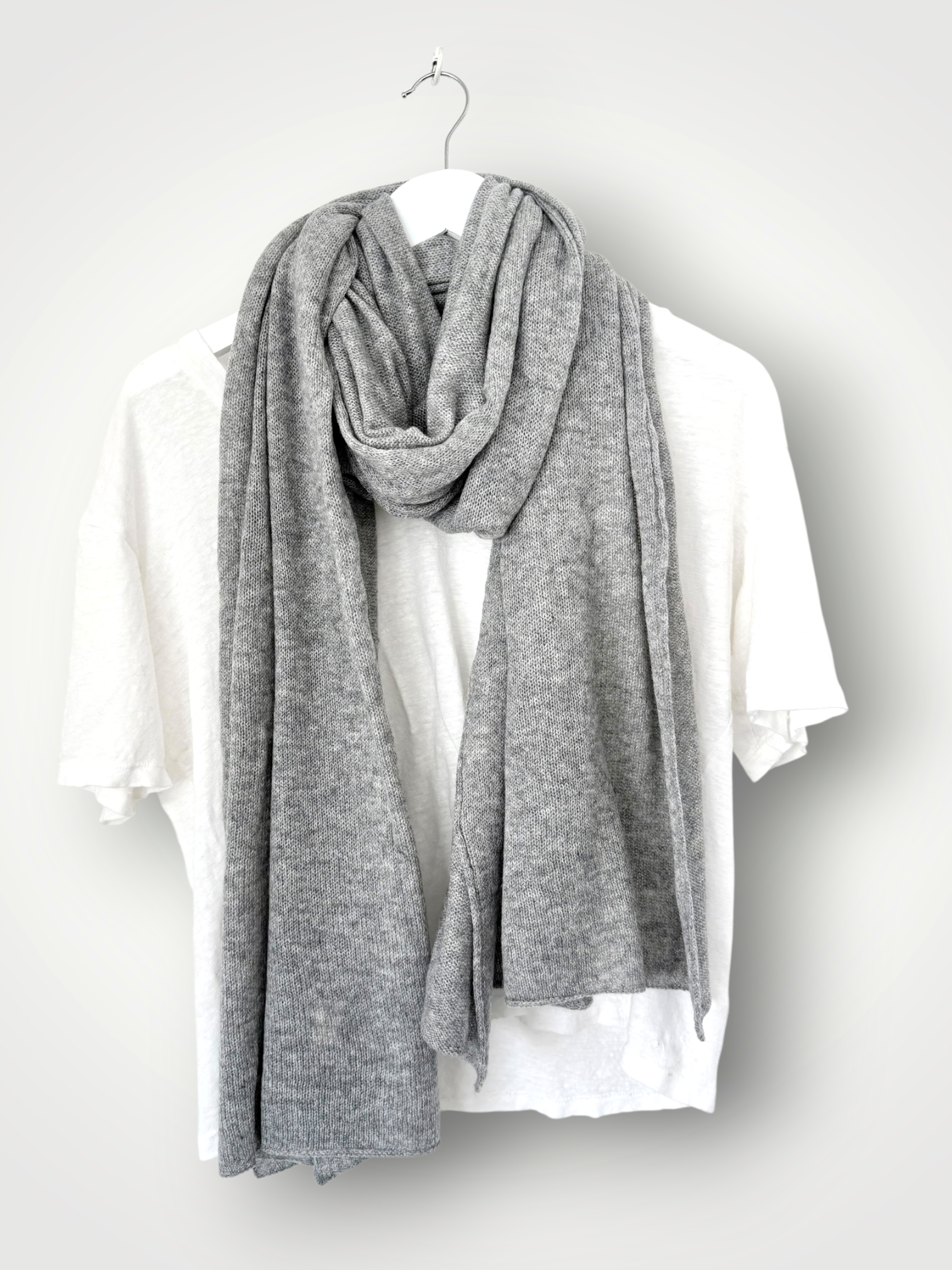 pure cashmere scarf/wrap- soft grey