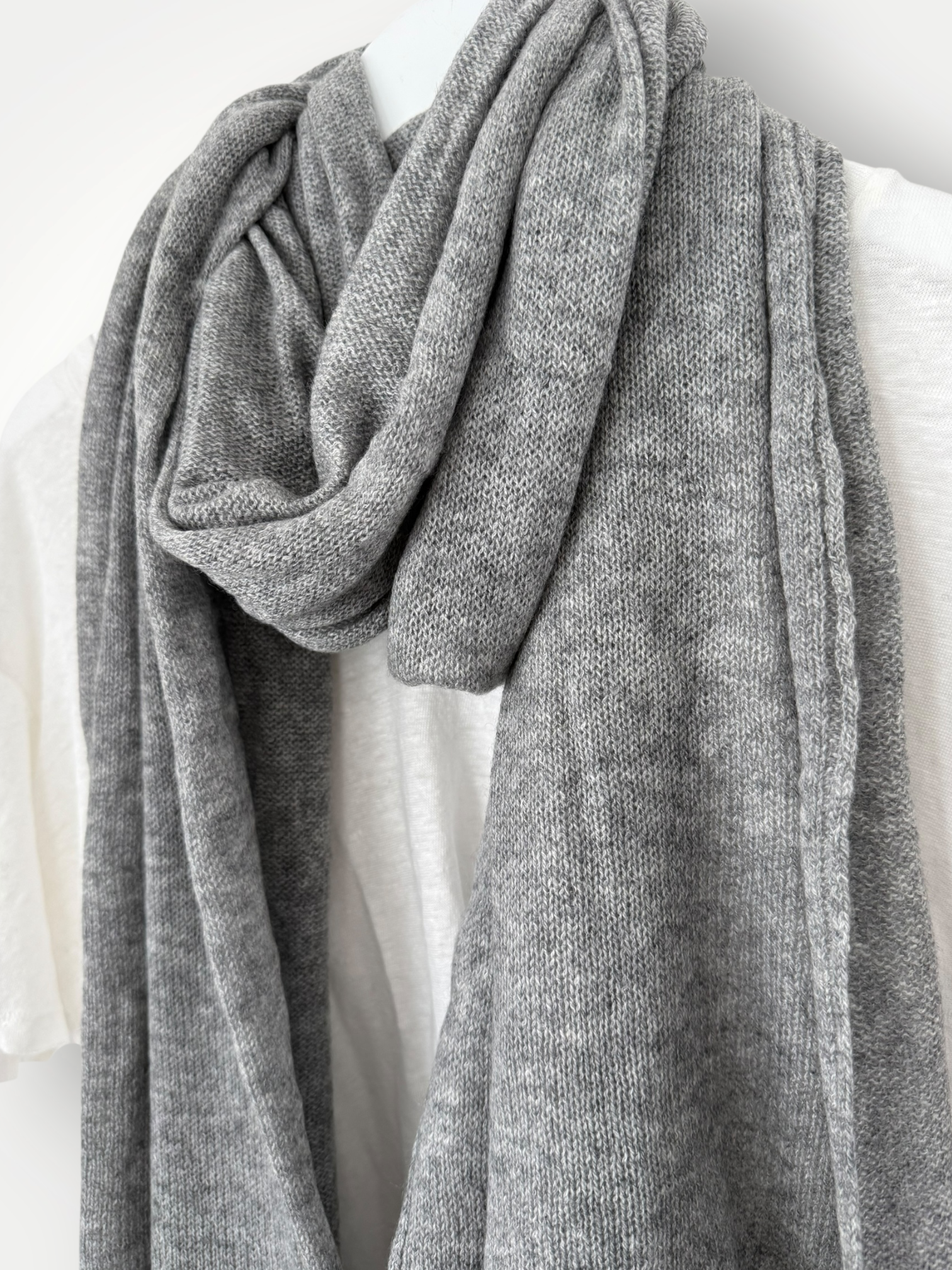 pure cashmere scarf/wrap- soft grey