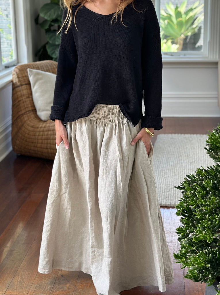 lulu skirt-natural linen Apparel  