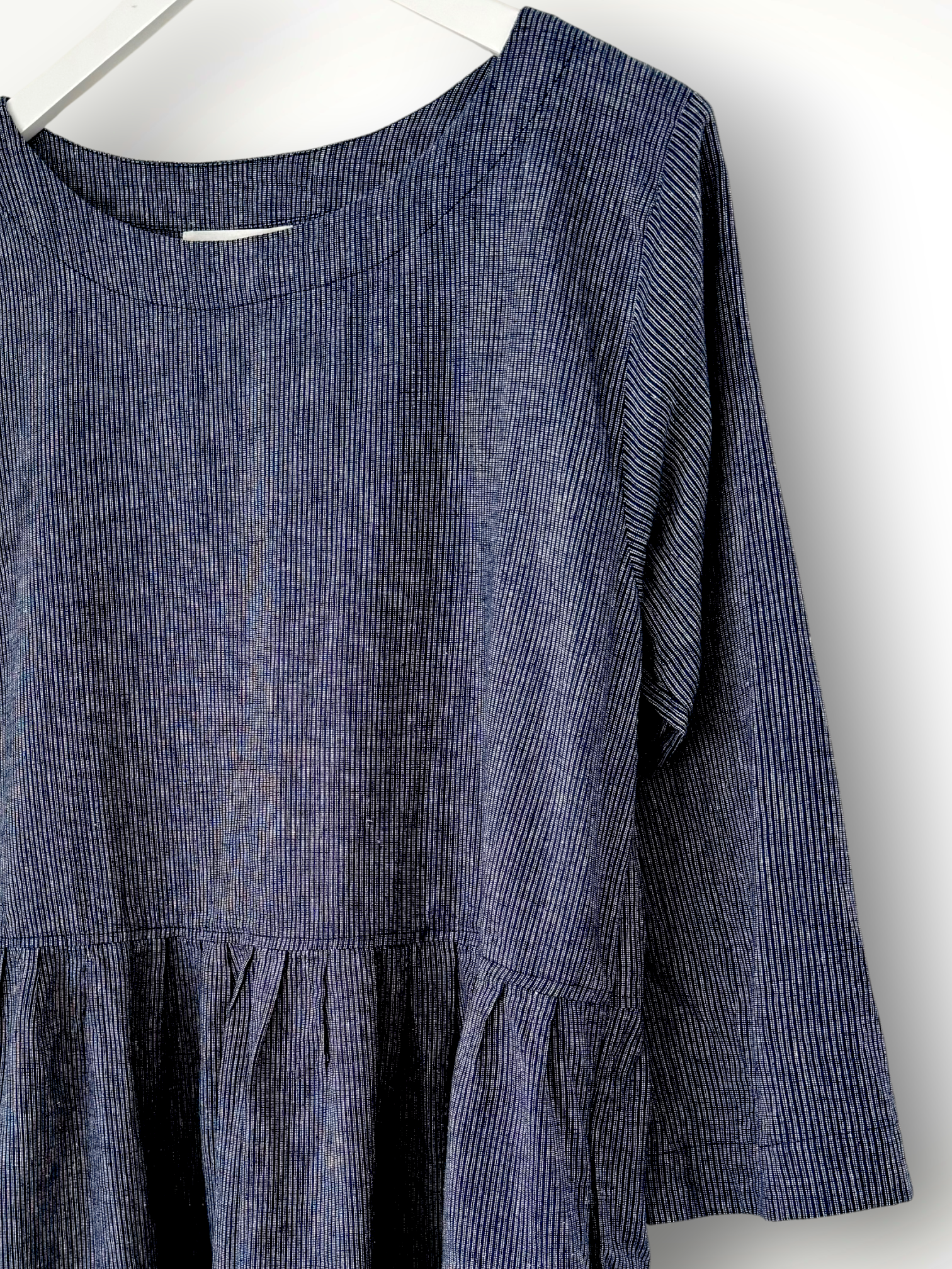 april dress - fine navy stripe