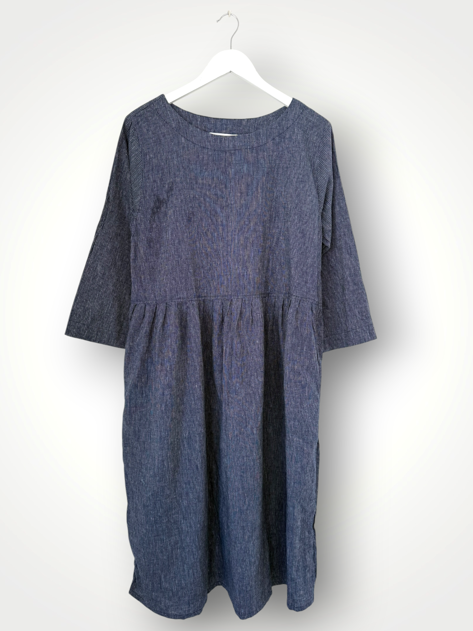 april dress - fine navy stripe Apparel