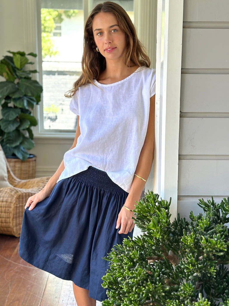 zoe skirt - navy linen Apparel  