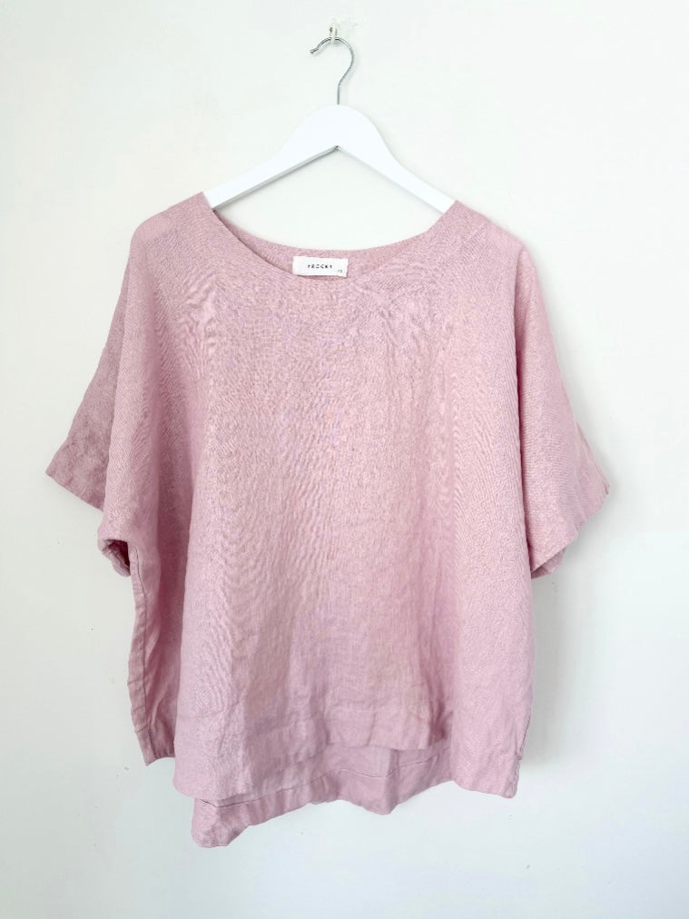 mia top - peony pink linen Apparel
