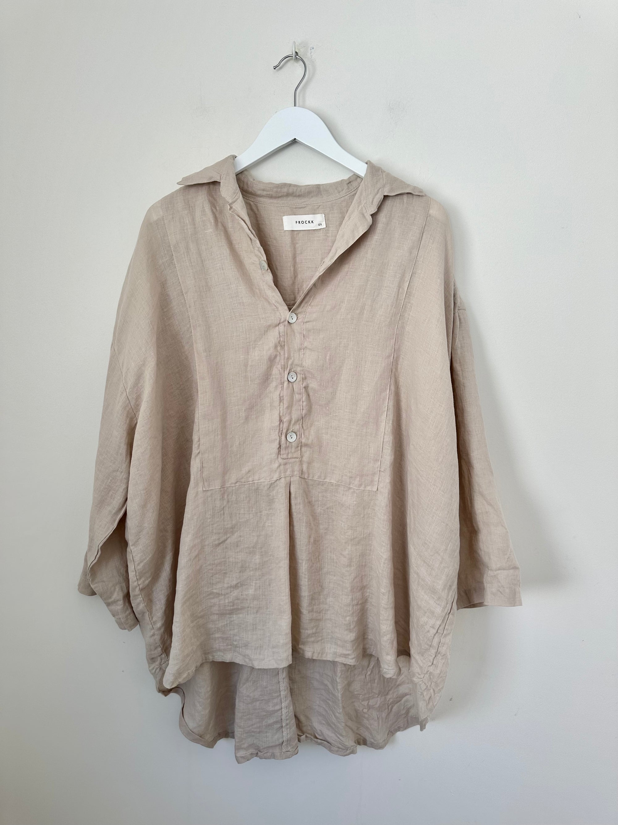 megan shirt - almond linen Apparel  