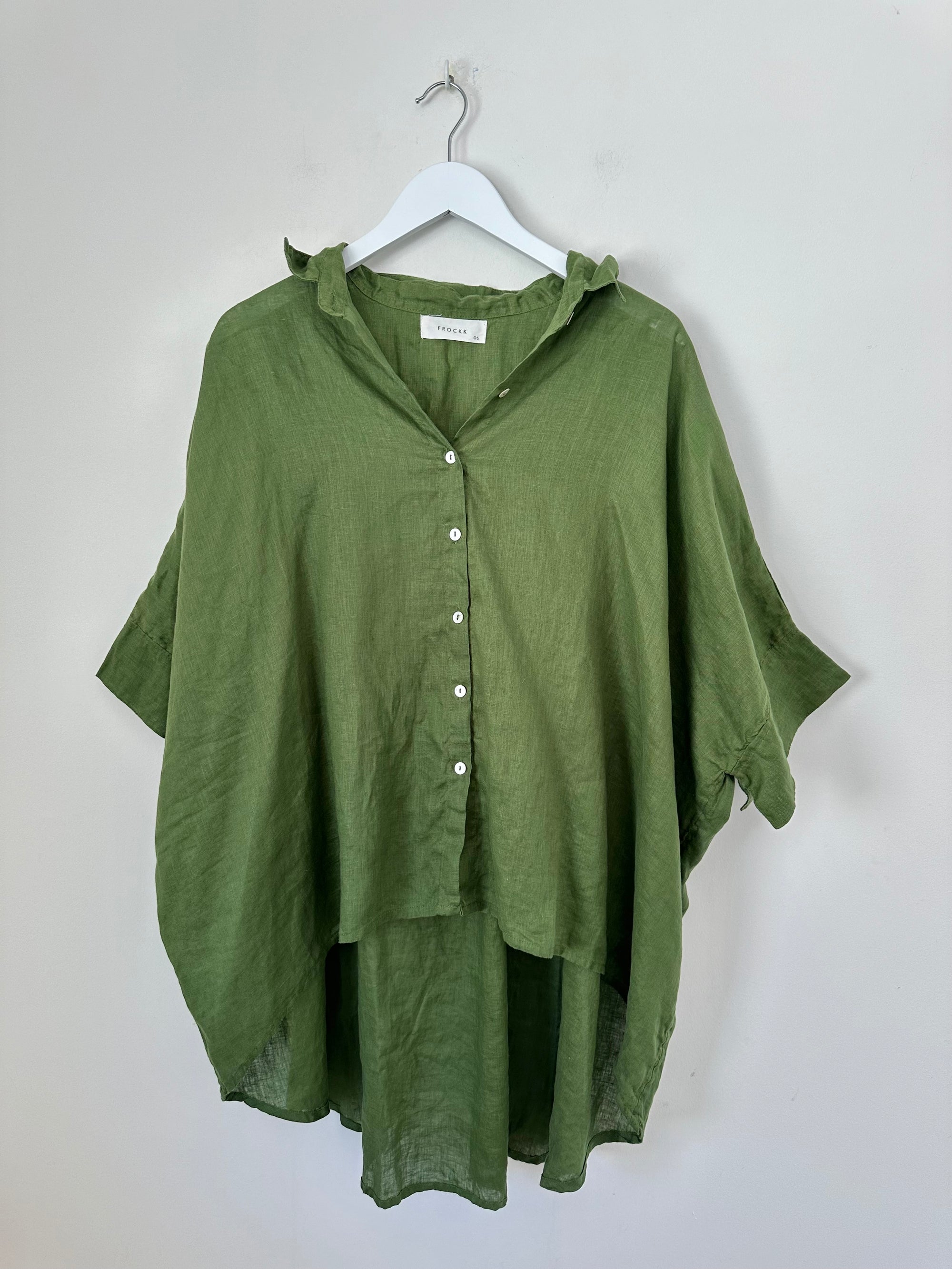 issey shirt - moss linen Apparel  