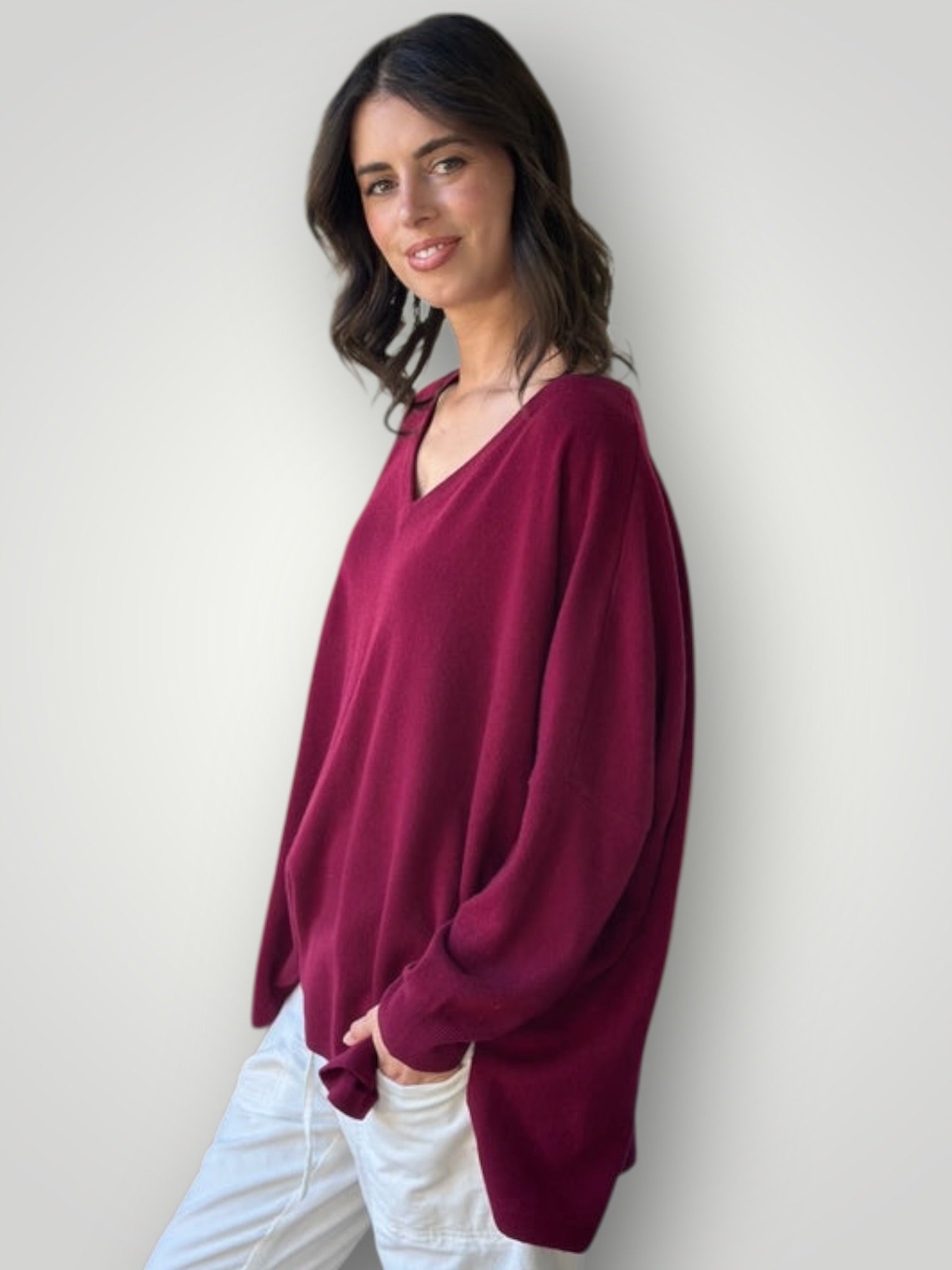 boyfriend v cashmere knit-pinot Apparel