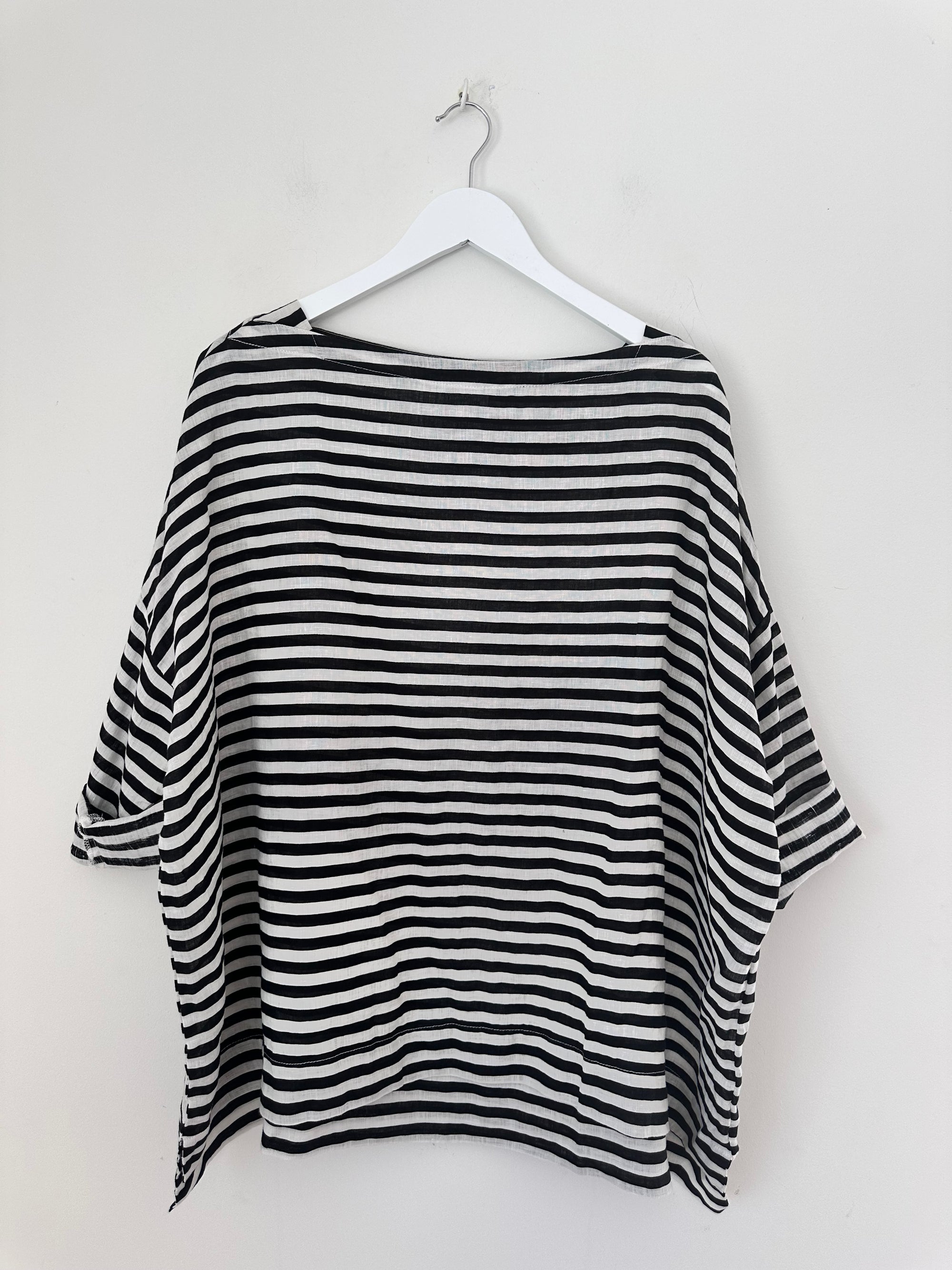avril top - small black stripe linen Apparel