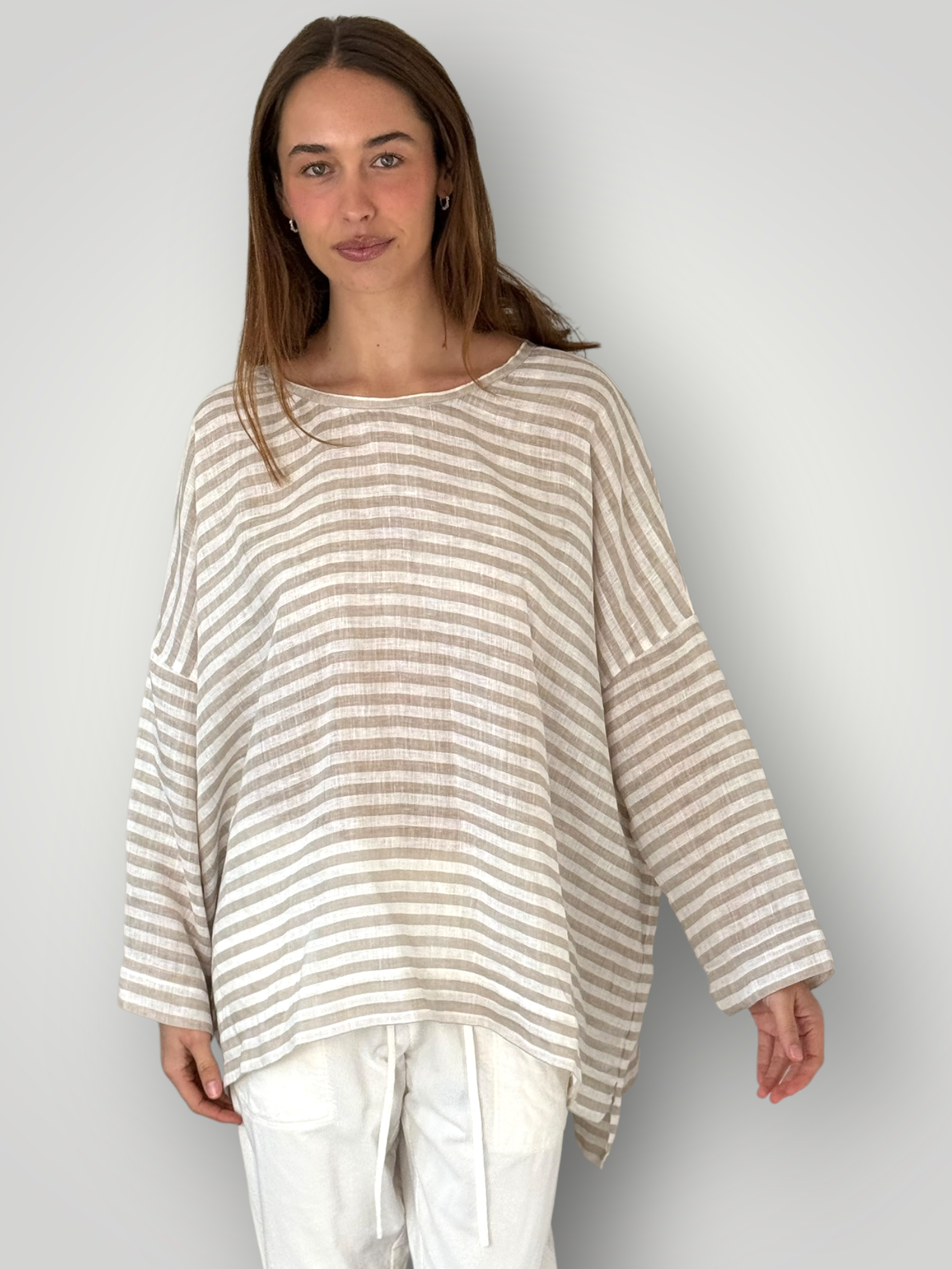 hunter top - natural stripe linen Apparel