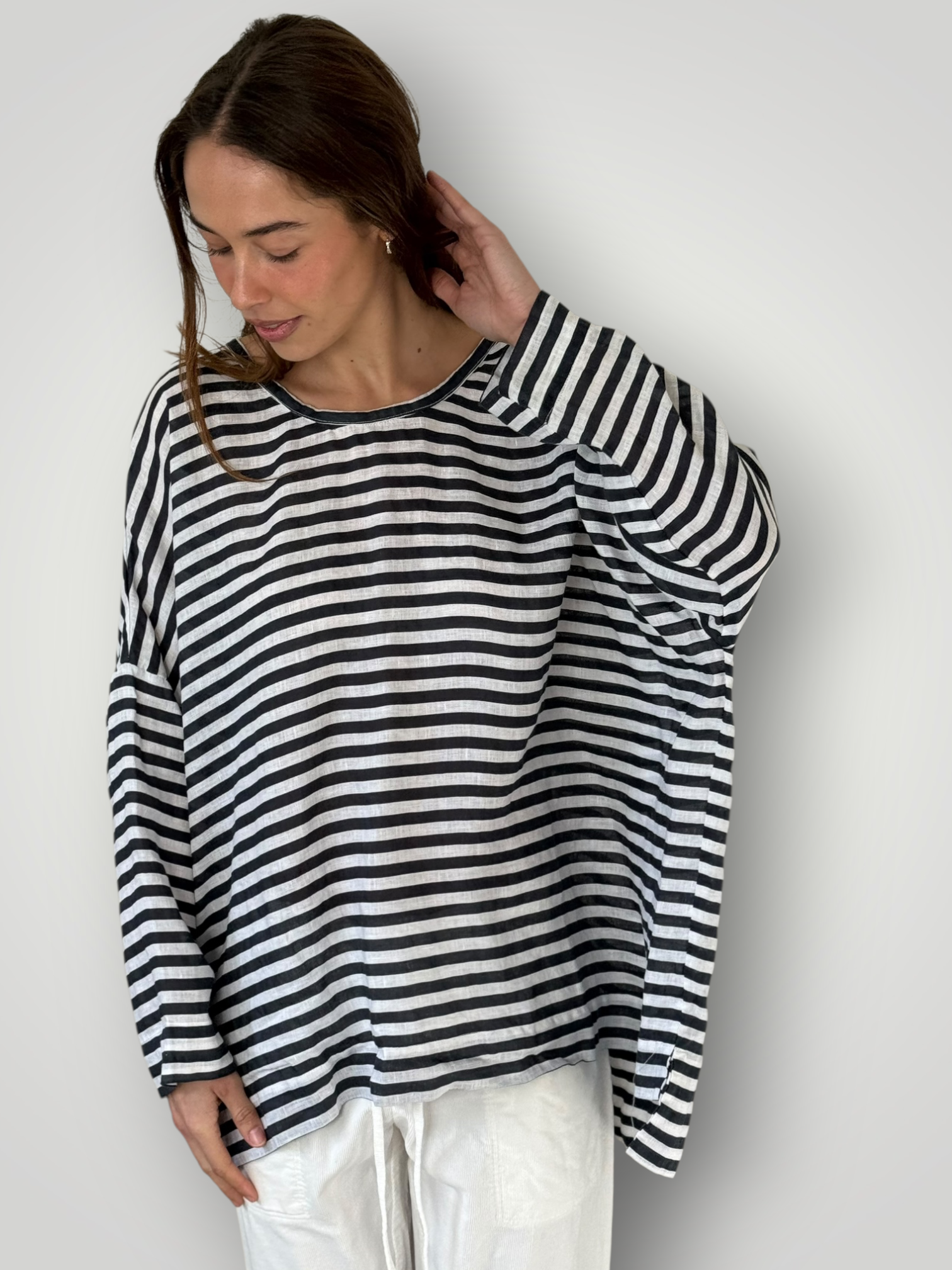 hunter top - charcoal stripe linen Apparel