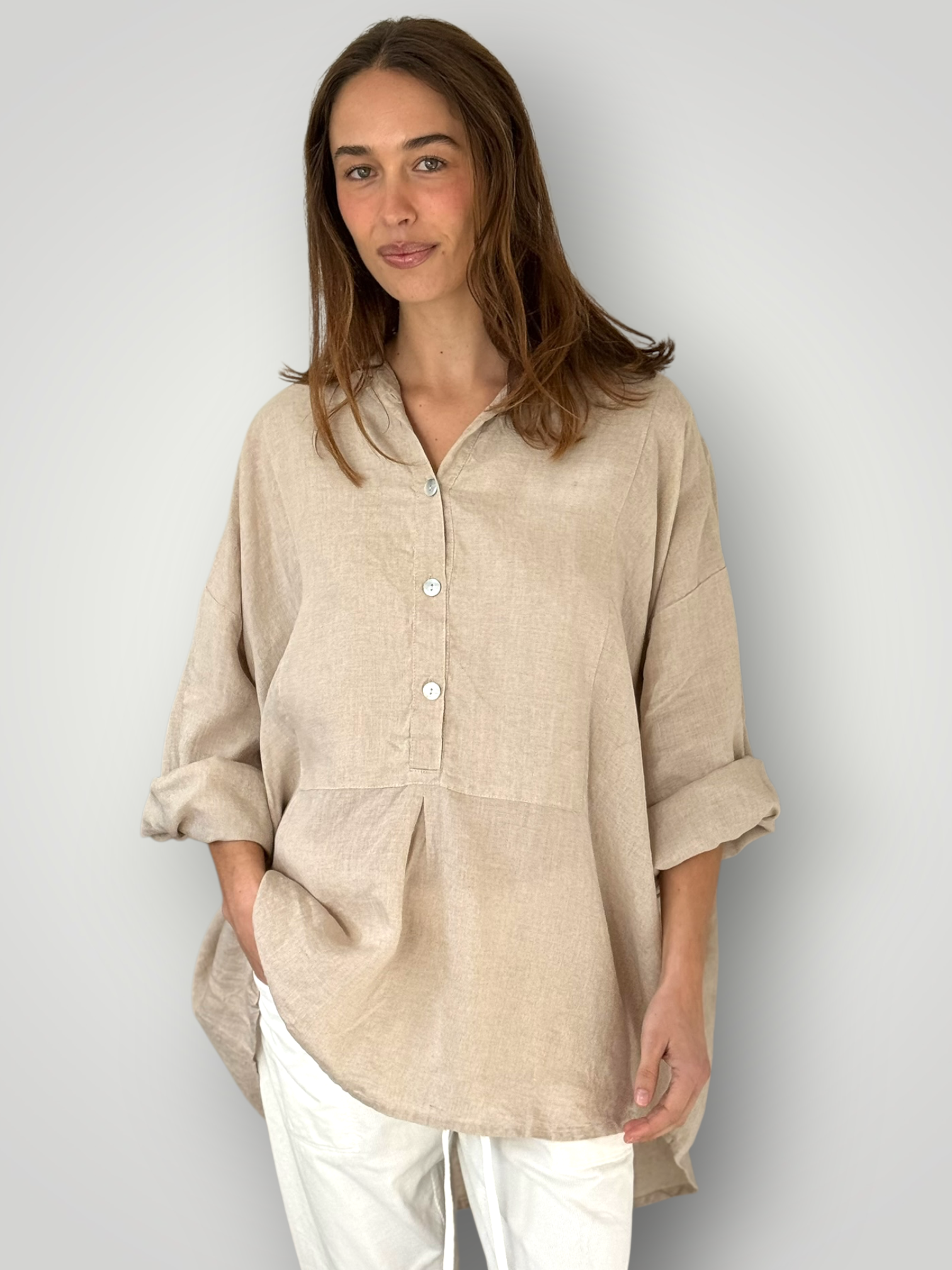 megan shirt - natural linen Apparel
