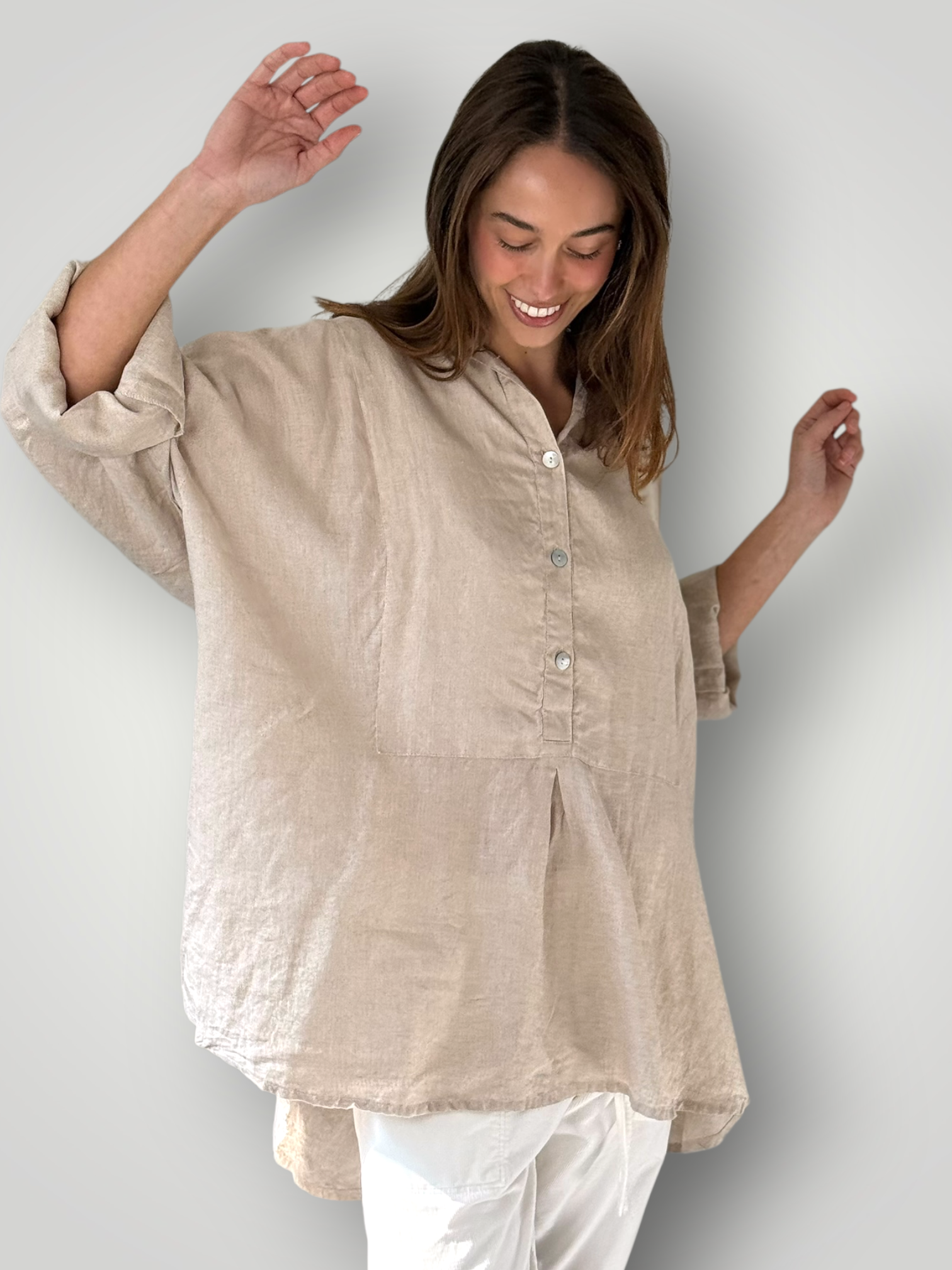 megan shirt - natural linen Apparel