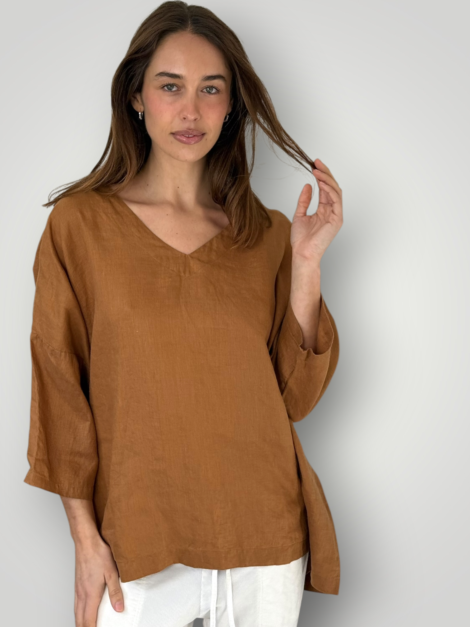 lydia top - caramel linen Apparel