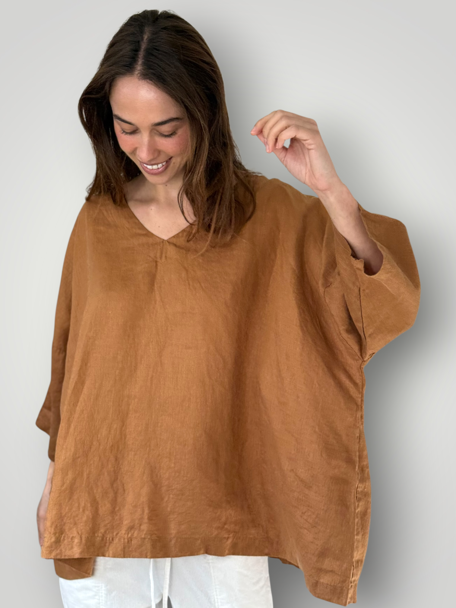 lydia top - caramel linen Apparel