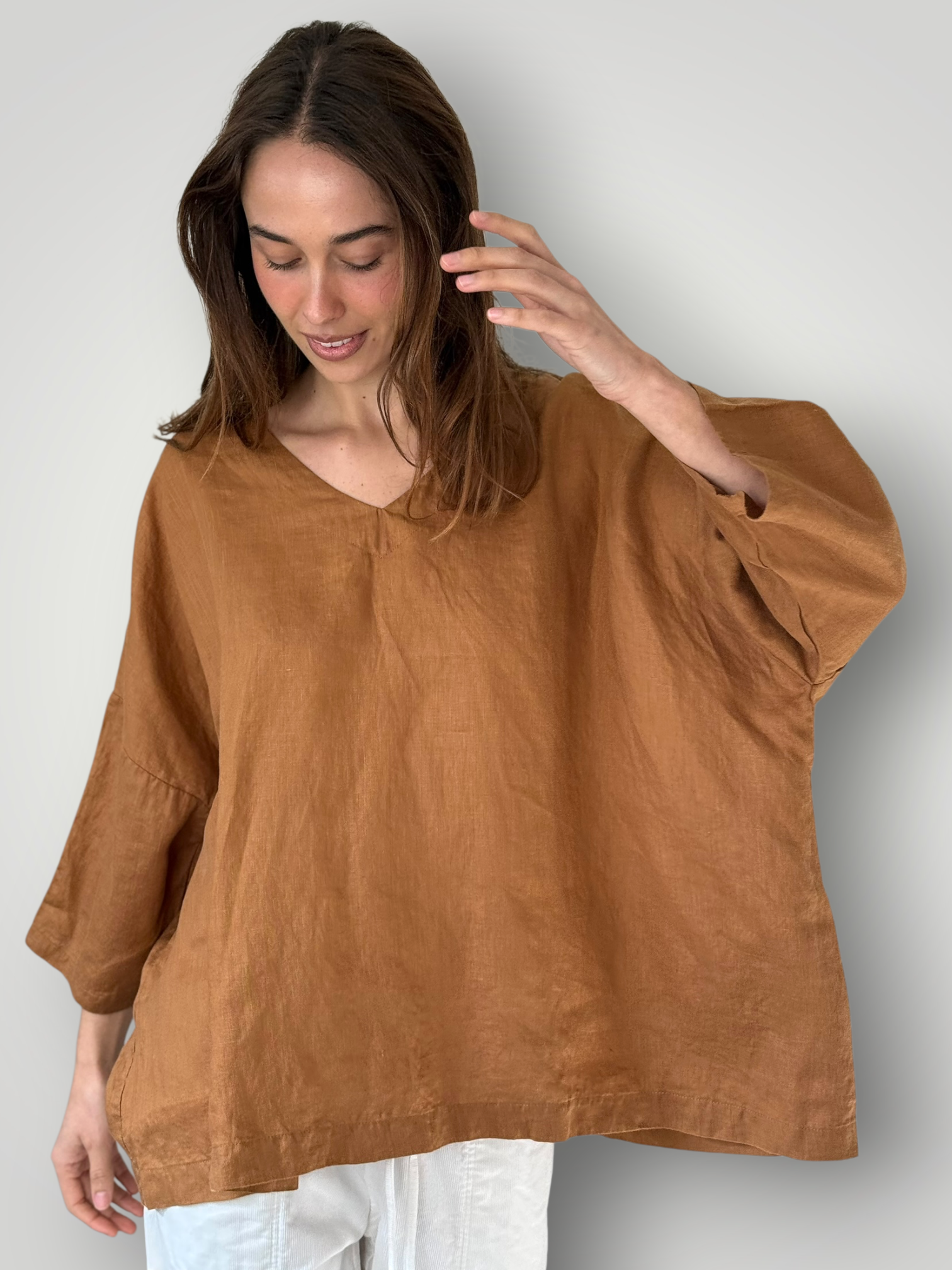 lydia top - caramel linen Apparel