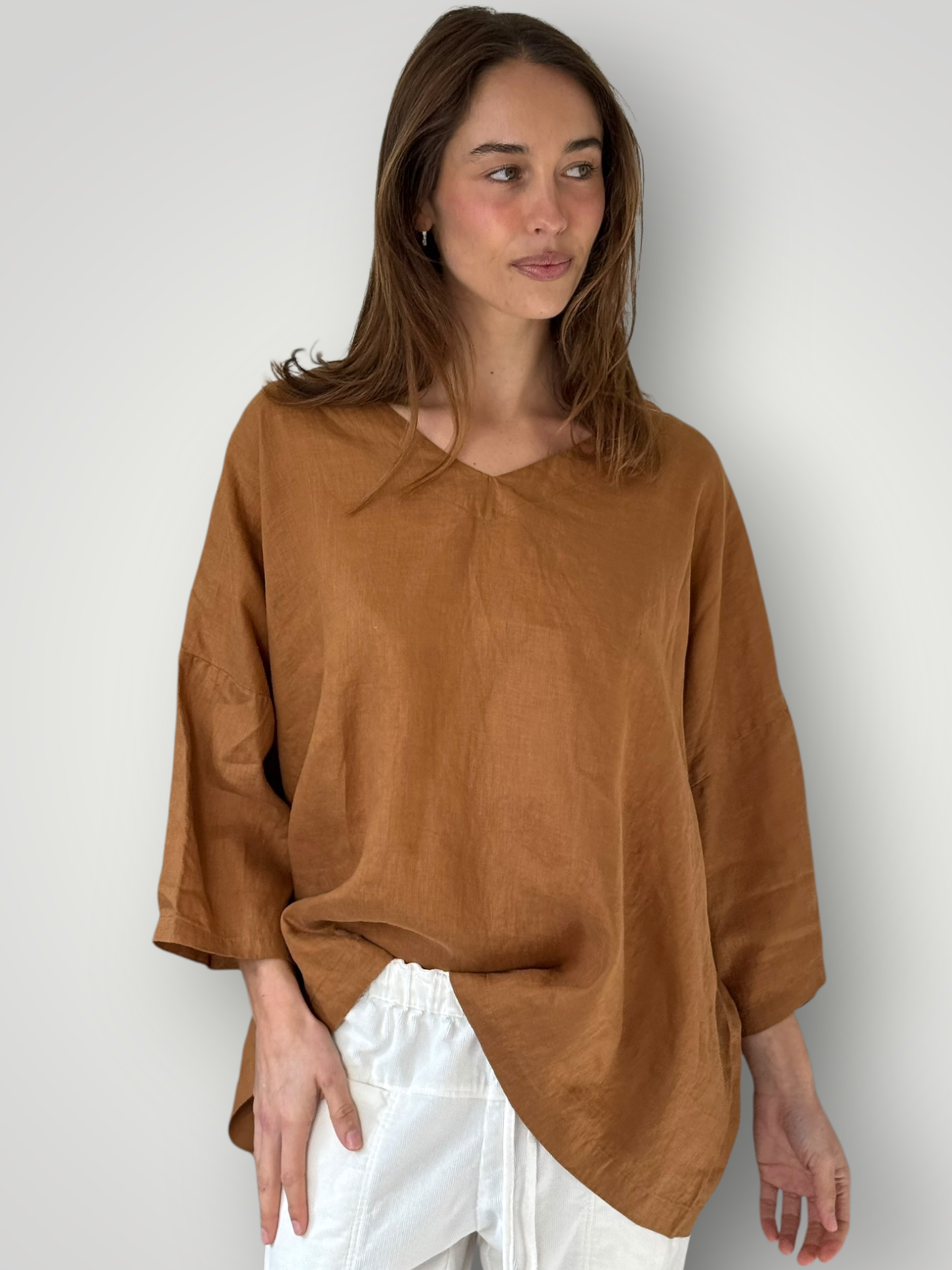 lydia top - caramel linen Apparel