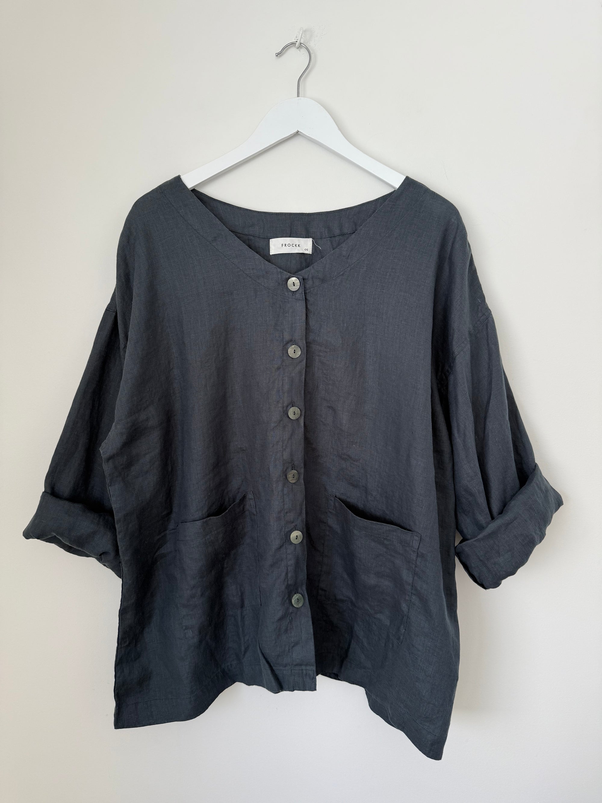 jamie jacket -charcoal linen Apparel