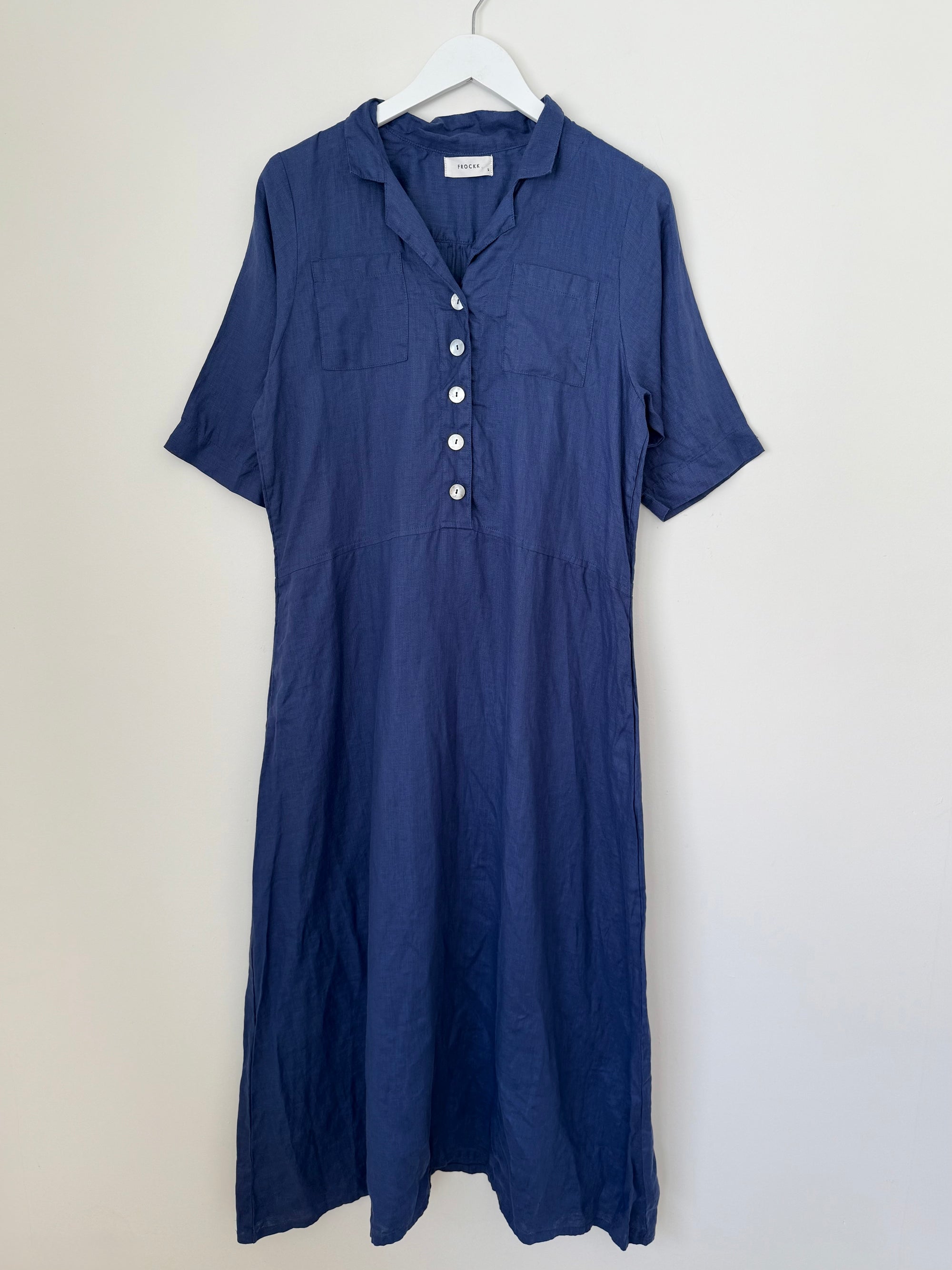 bridget dress - blue dusk linen Apparel