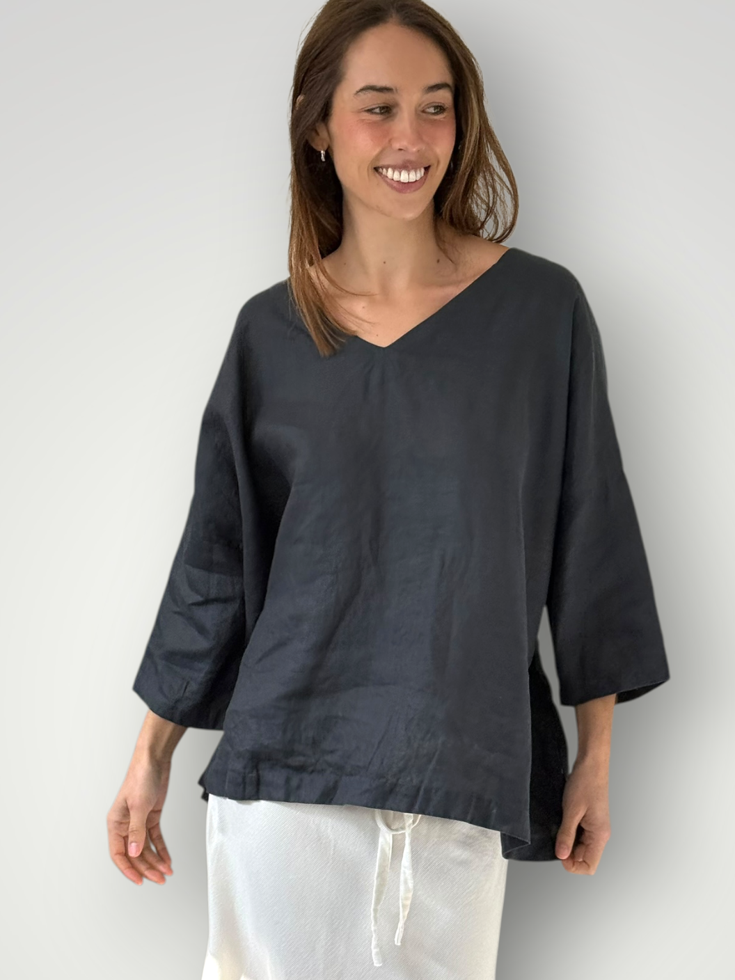 lydia top - charcoal linen Apparel