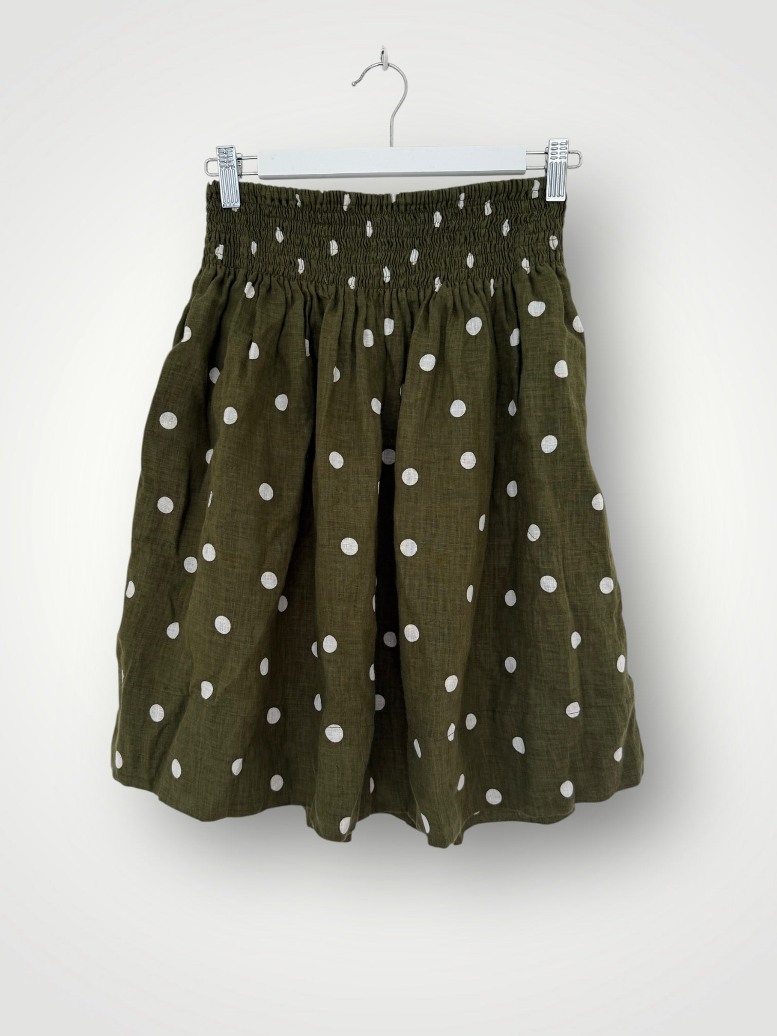 zoe skirt - dark olive spot linen Apparel