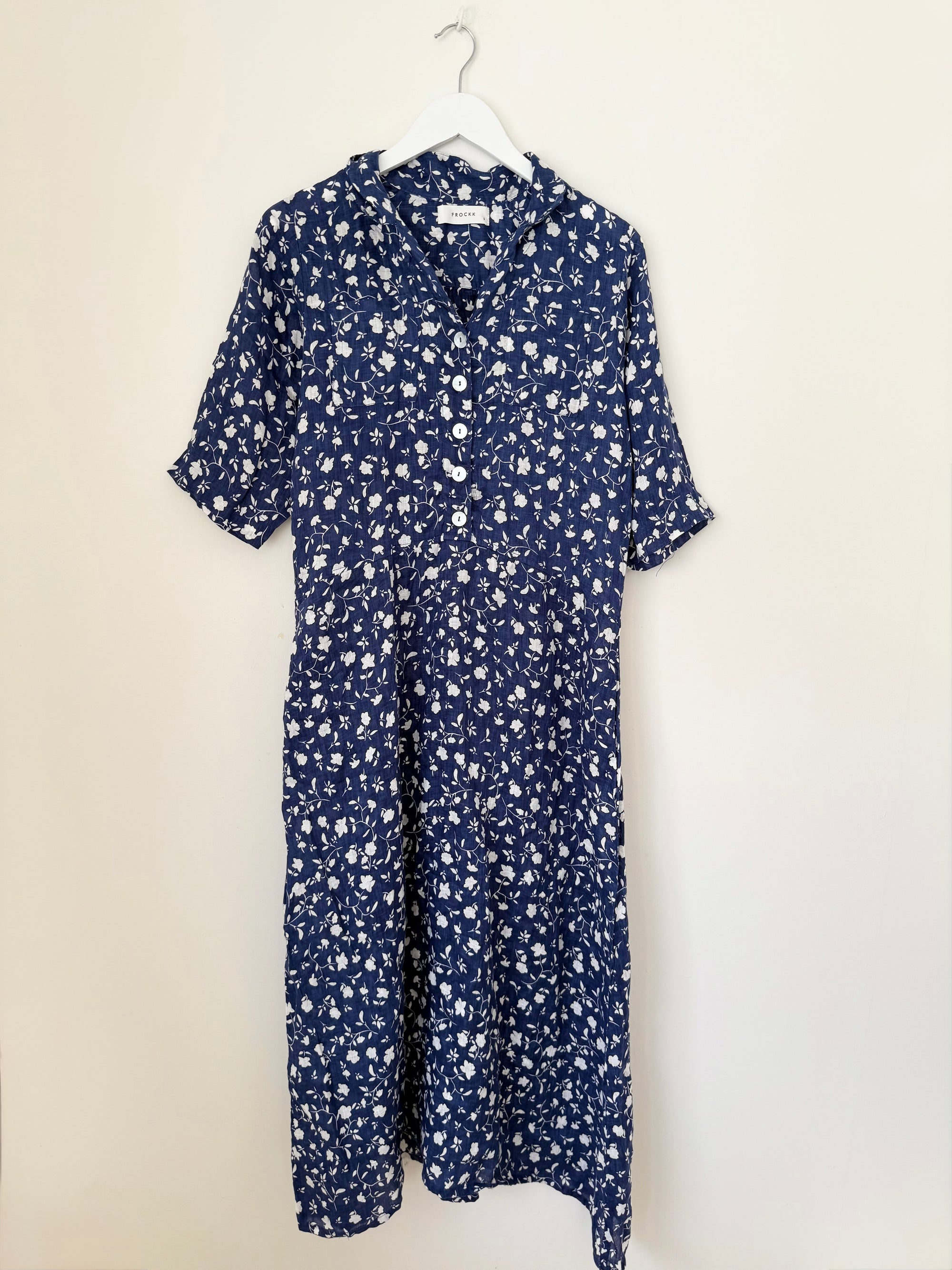 bridget dress - blue dusk floral linen Apparel
