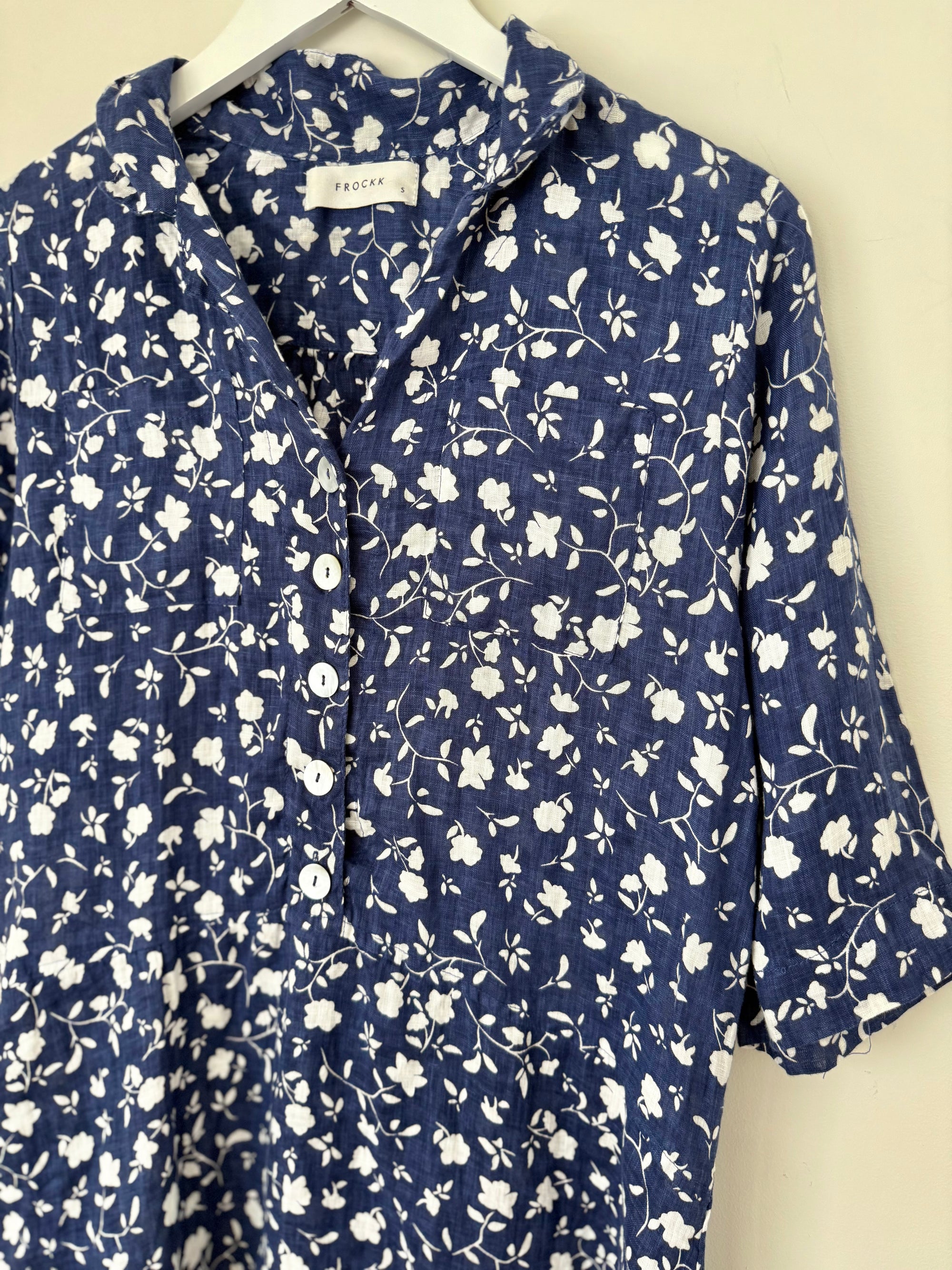 bridget dress - blue dusk floral linen Apparel