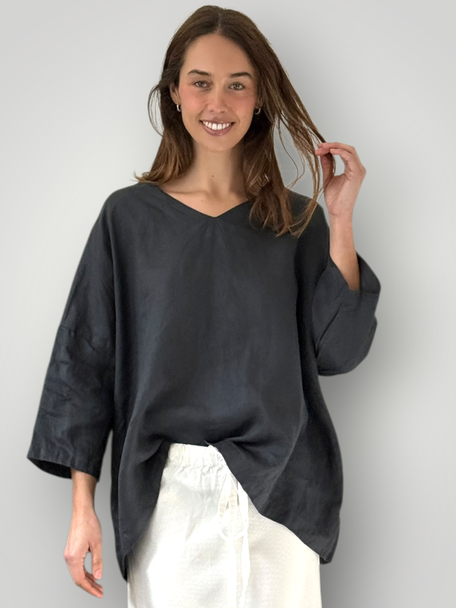 lydia top - charcoal linen Apparel