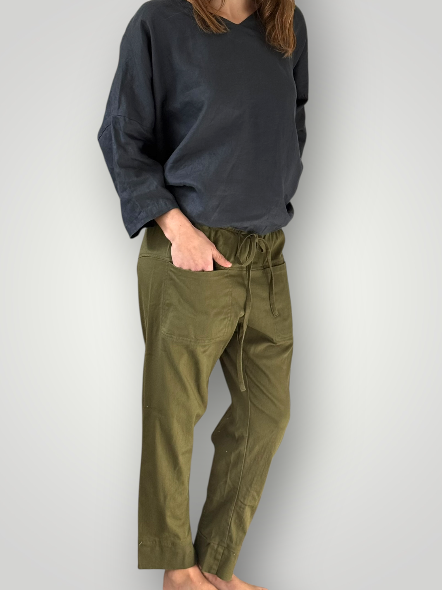 dylan pant-army twill cotton Apparel