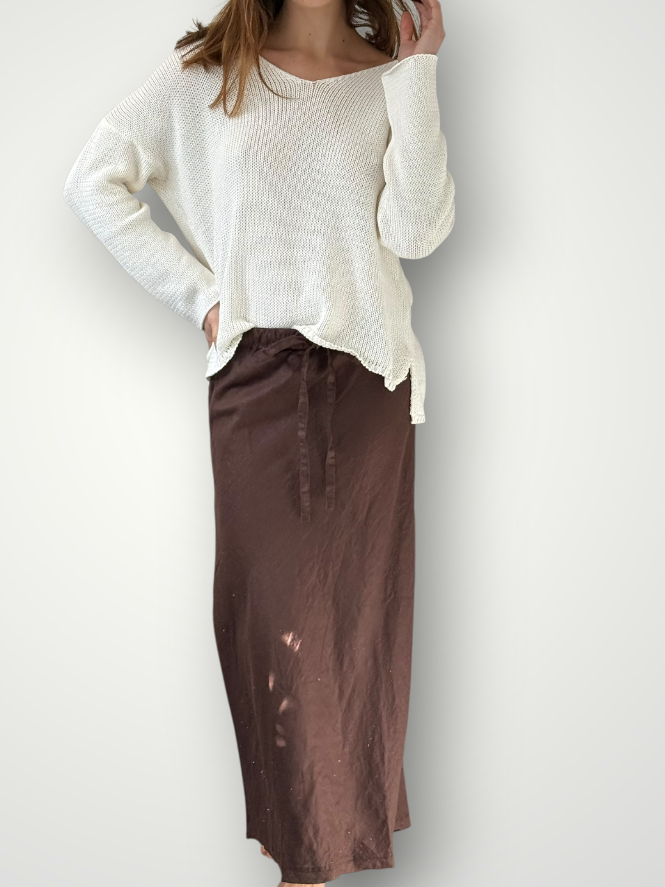 anthea skirt - chocolate linen Apparel