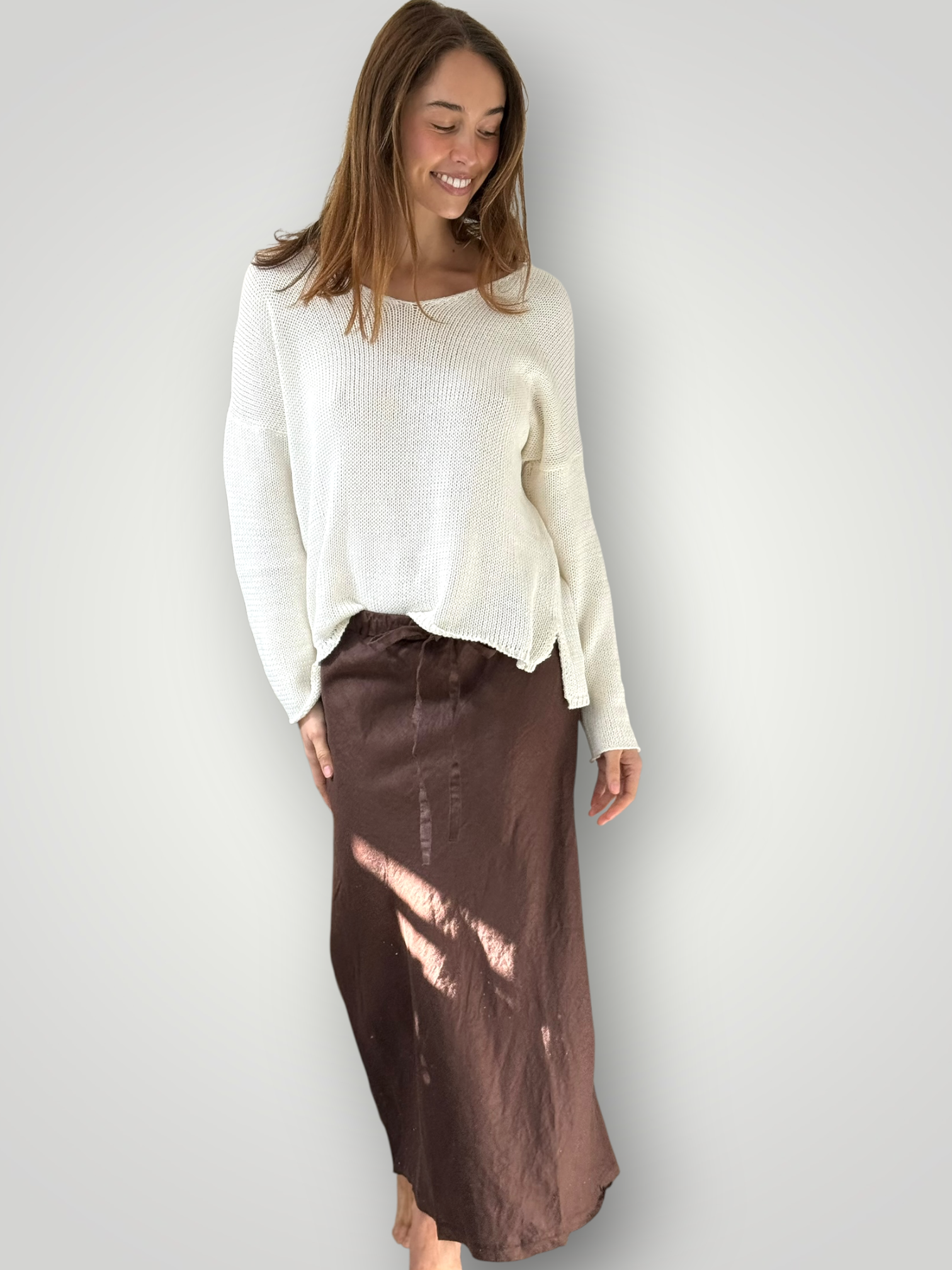 anthea skirt - chocolate linen Apparel