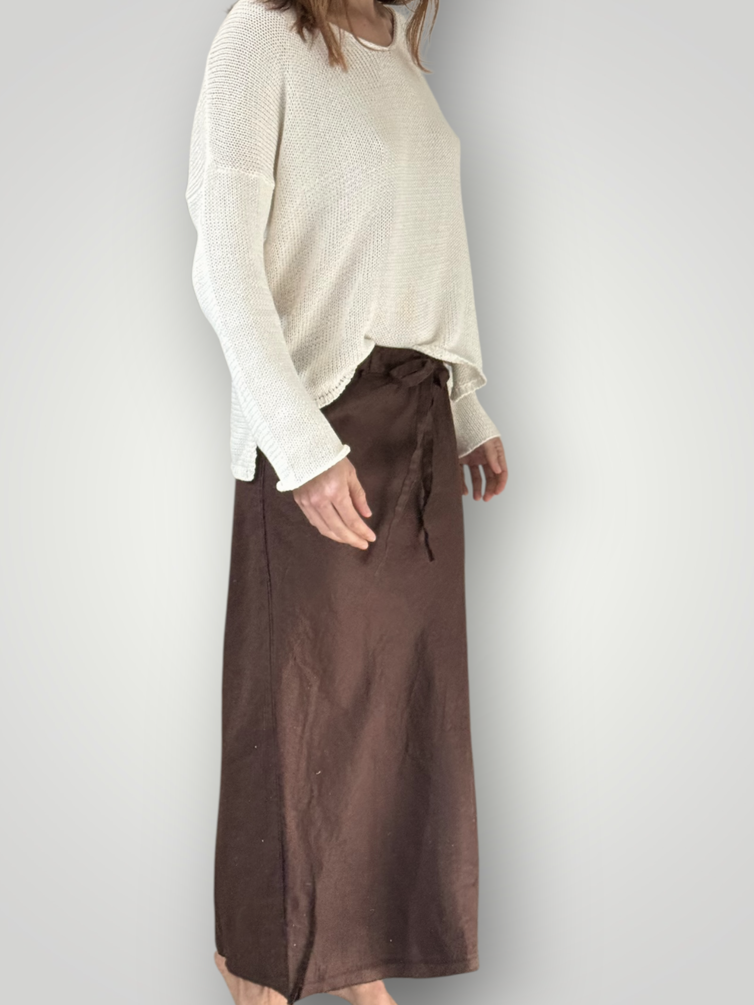 anthea skirt - chocolate linen Apparel