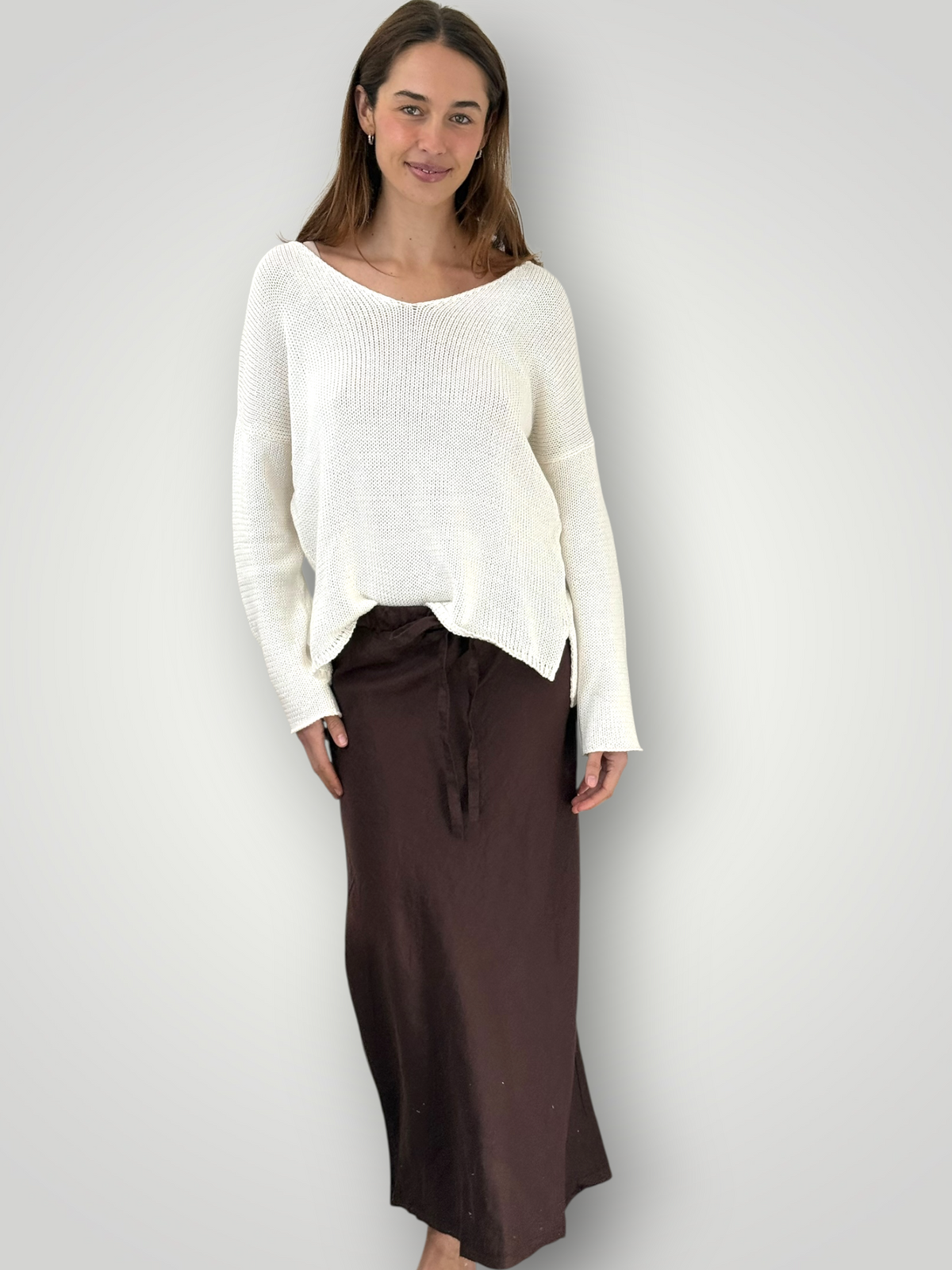 anthea skirt - chocolate linen Apparel