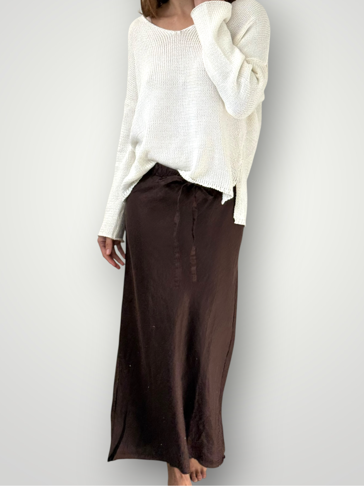 anthea skirt - chocolate linen Apparel