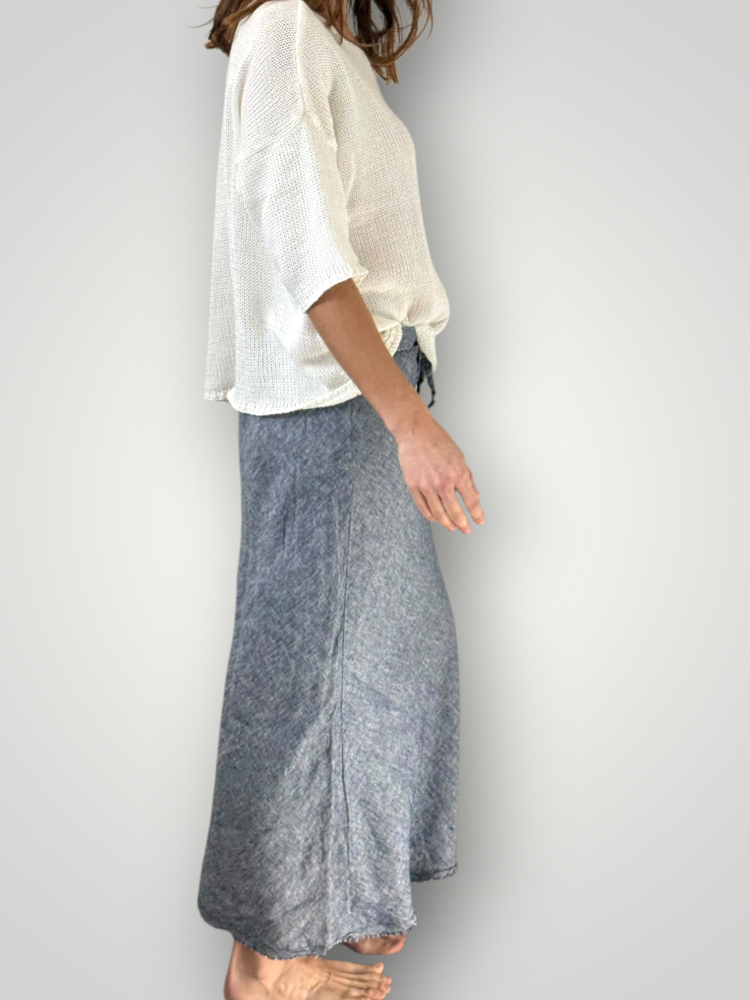 anthea skirt - denim chambrey linen Apparel