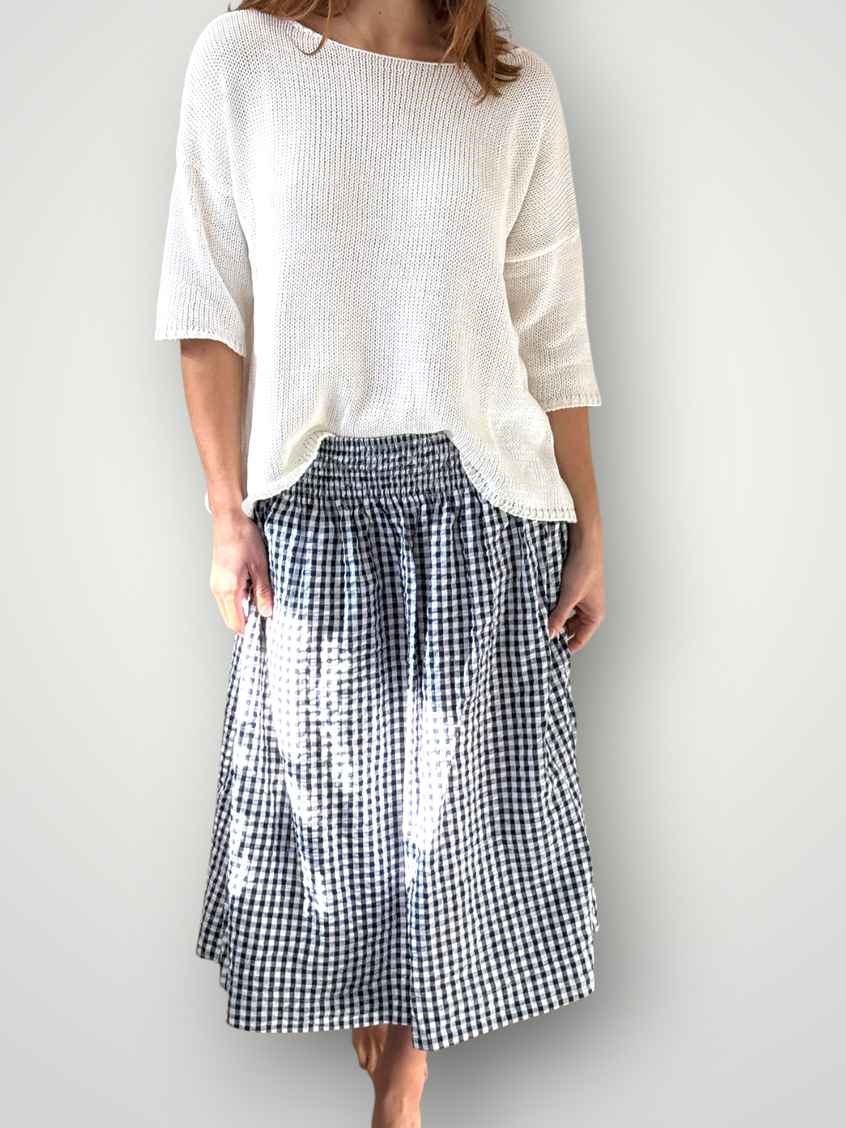 lola skirt-navy/white gingham cotton Apparel