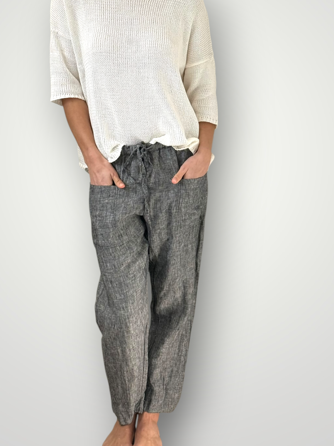 darcy pants - charcoal chambrey linen Apparel