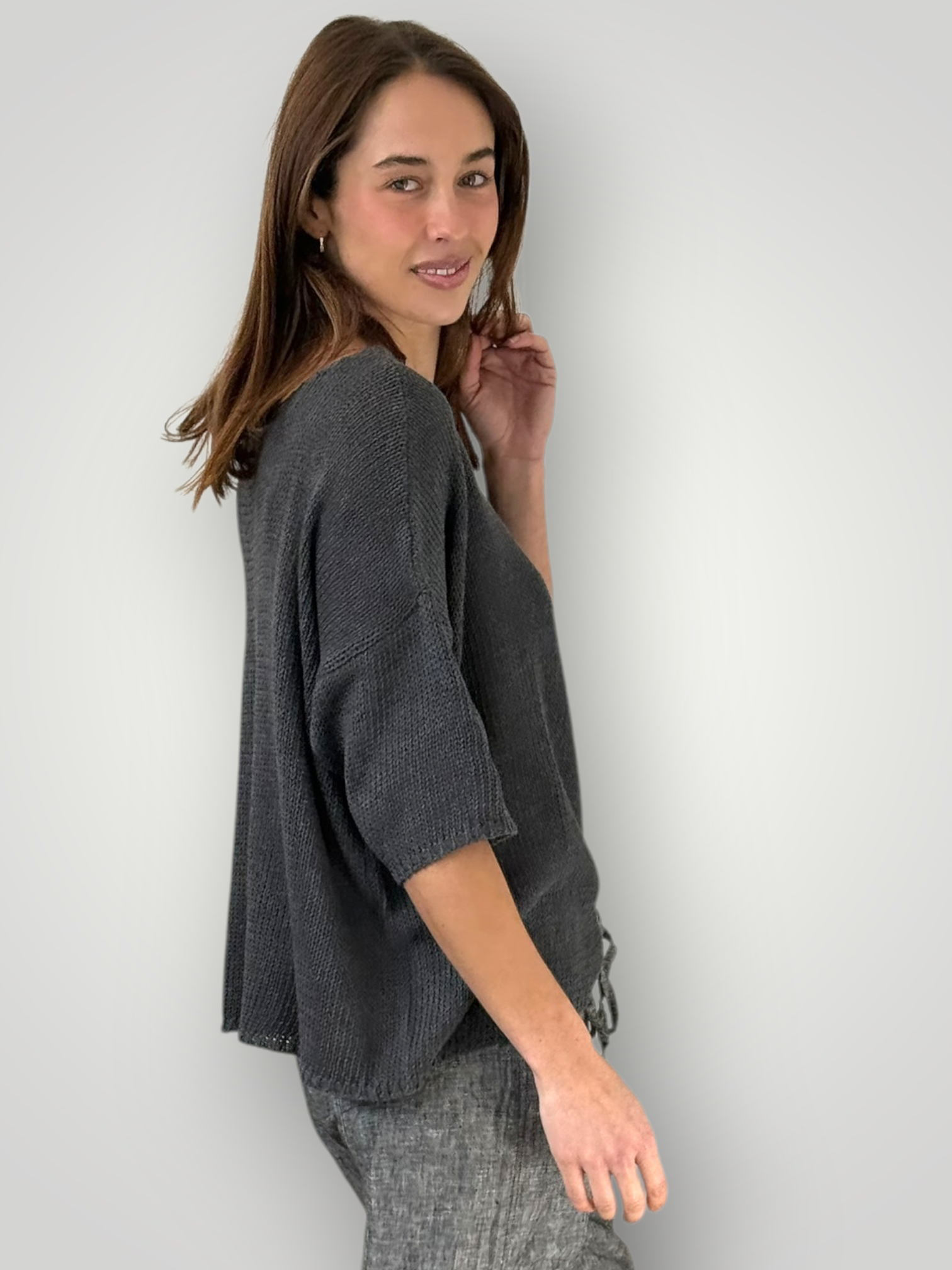 alex top - slate cotton knit Apparel