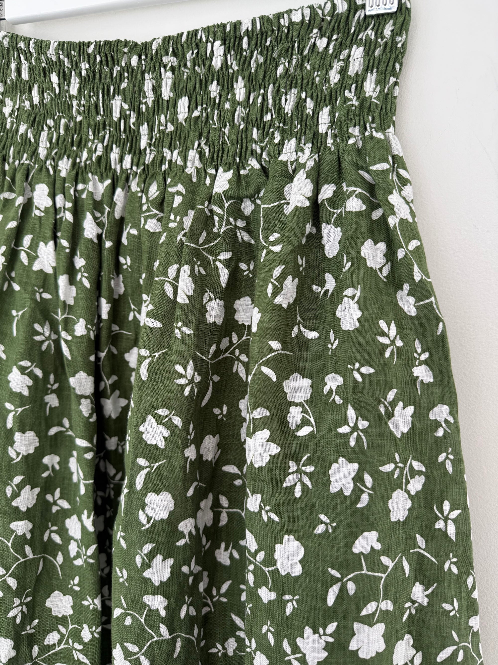 lola skirt - moss flora linen Apparel