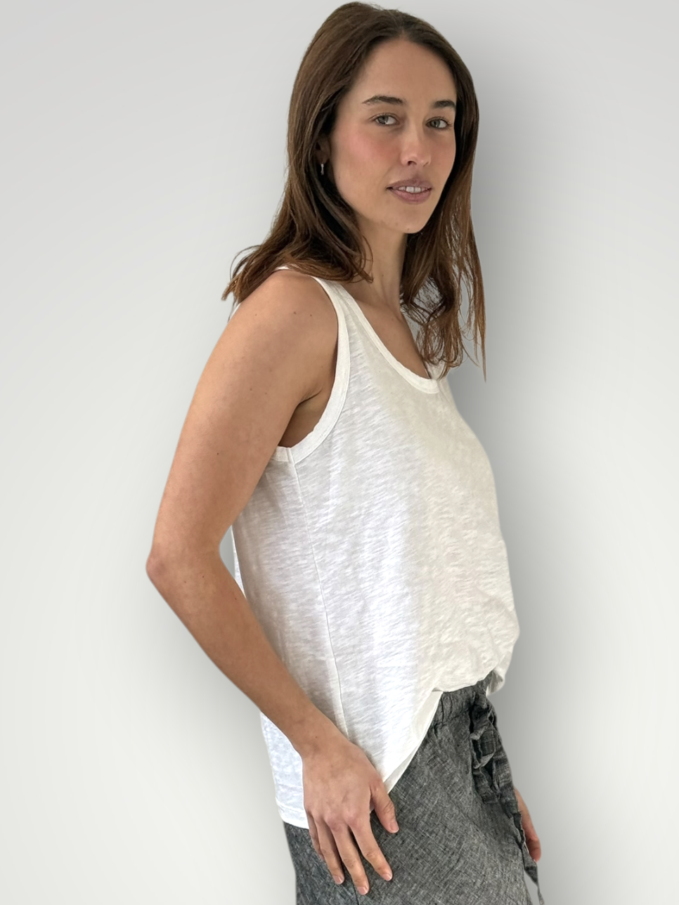 romy tank - white cotton Apparel