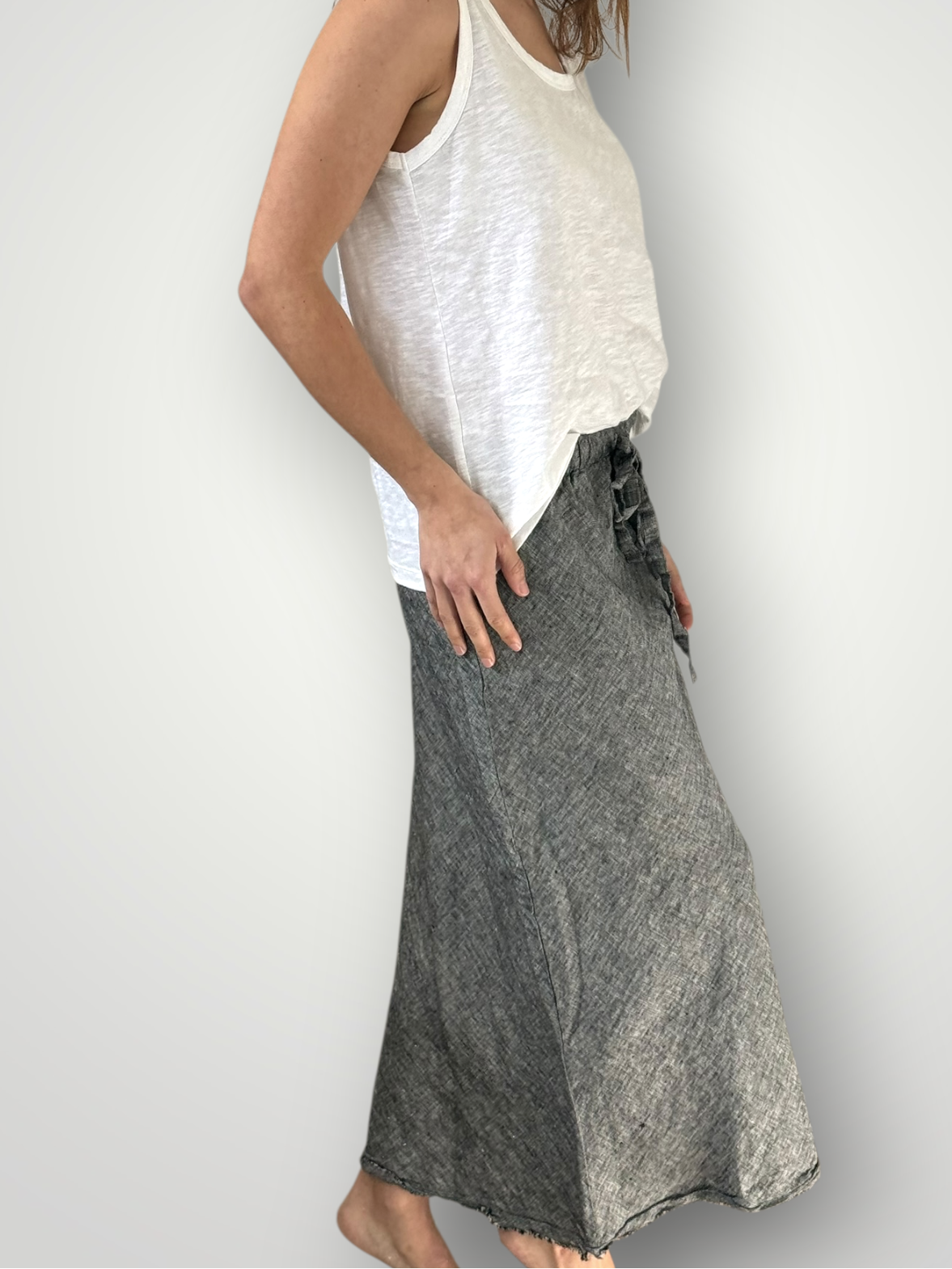 anthea skirt - charcoal chambrey linen Apparel