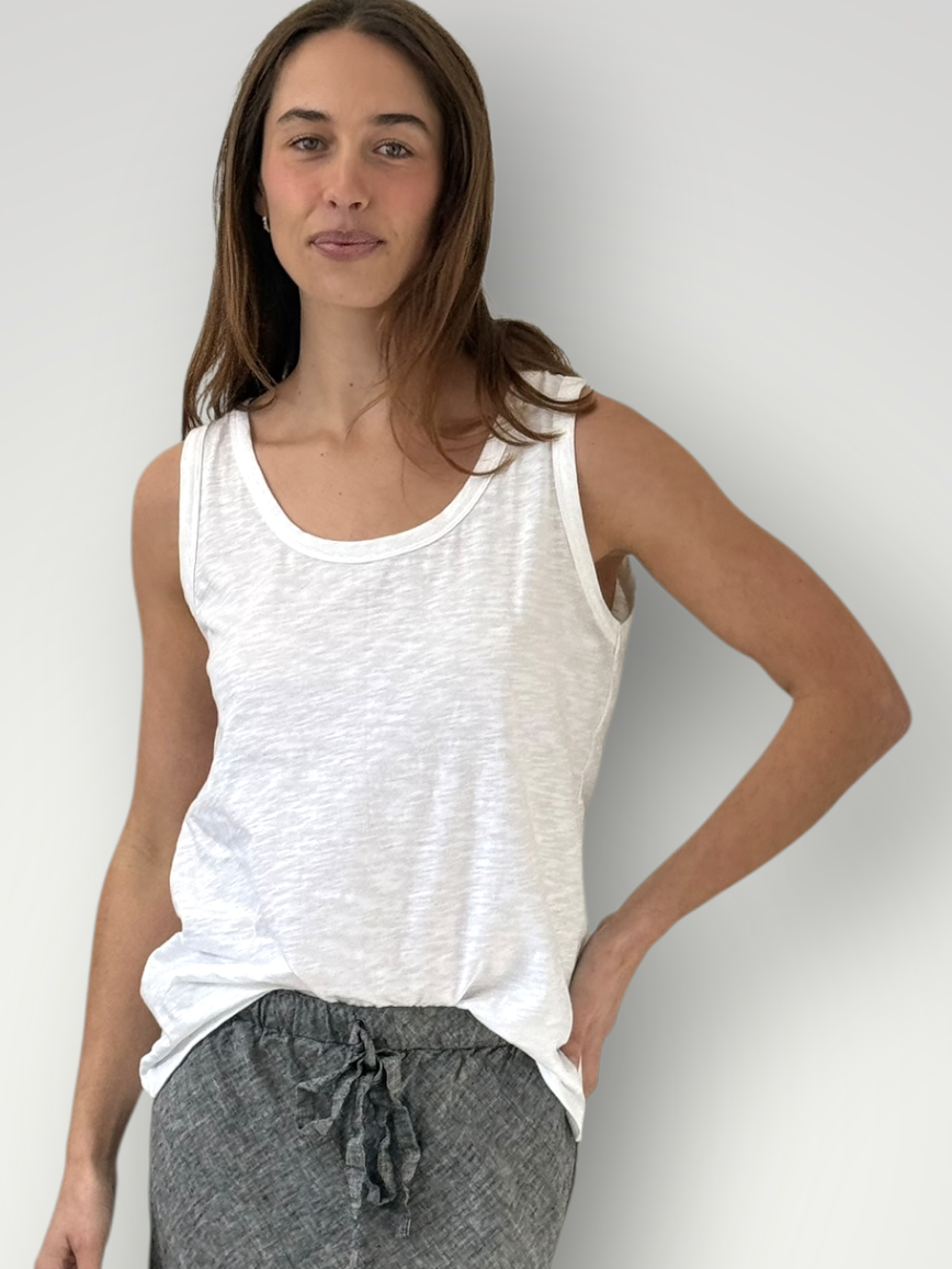 romy tank - white cotton Apparel