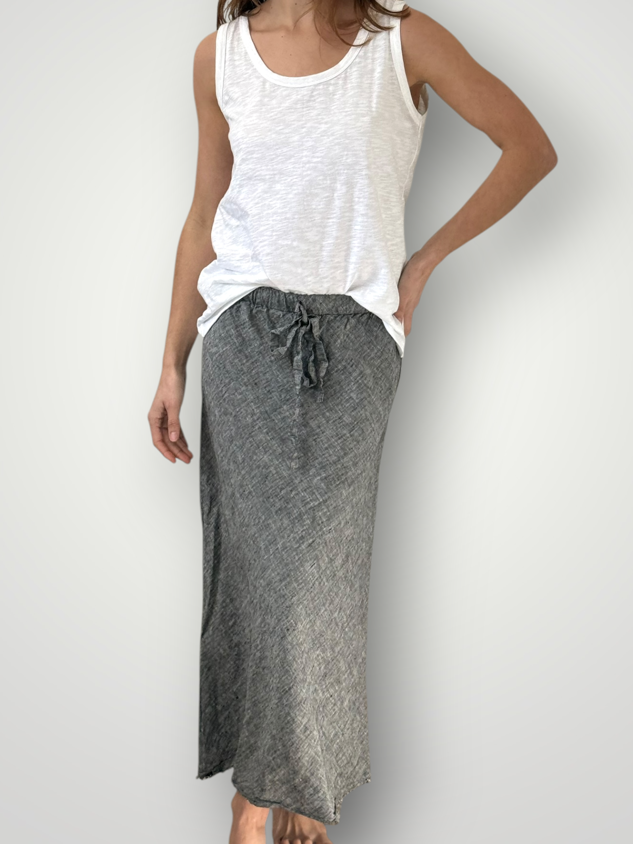 anthea skirt - charcoal chambrey linen Apparel