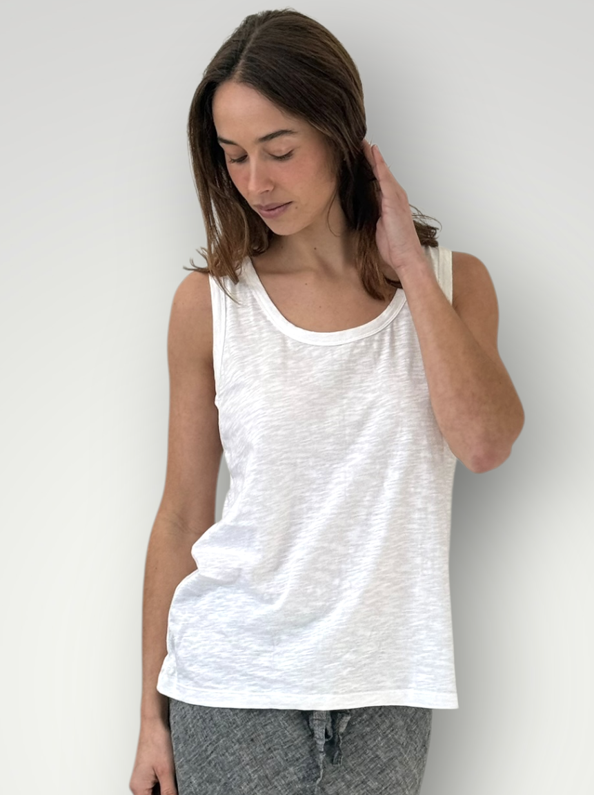 romy tank - white cotton Apparel