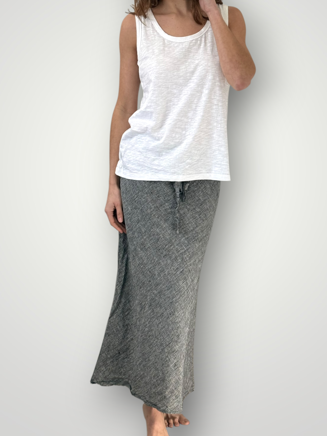 anthea skirt - charcoal chambrey linen Apparel