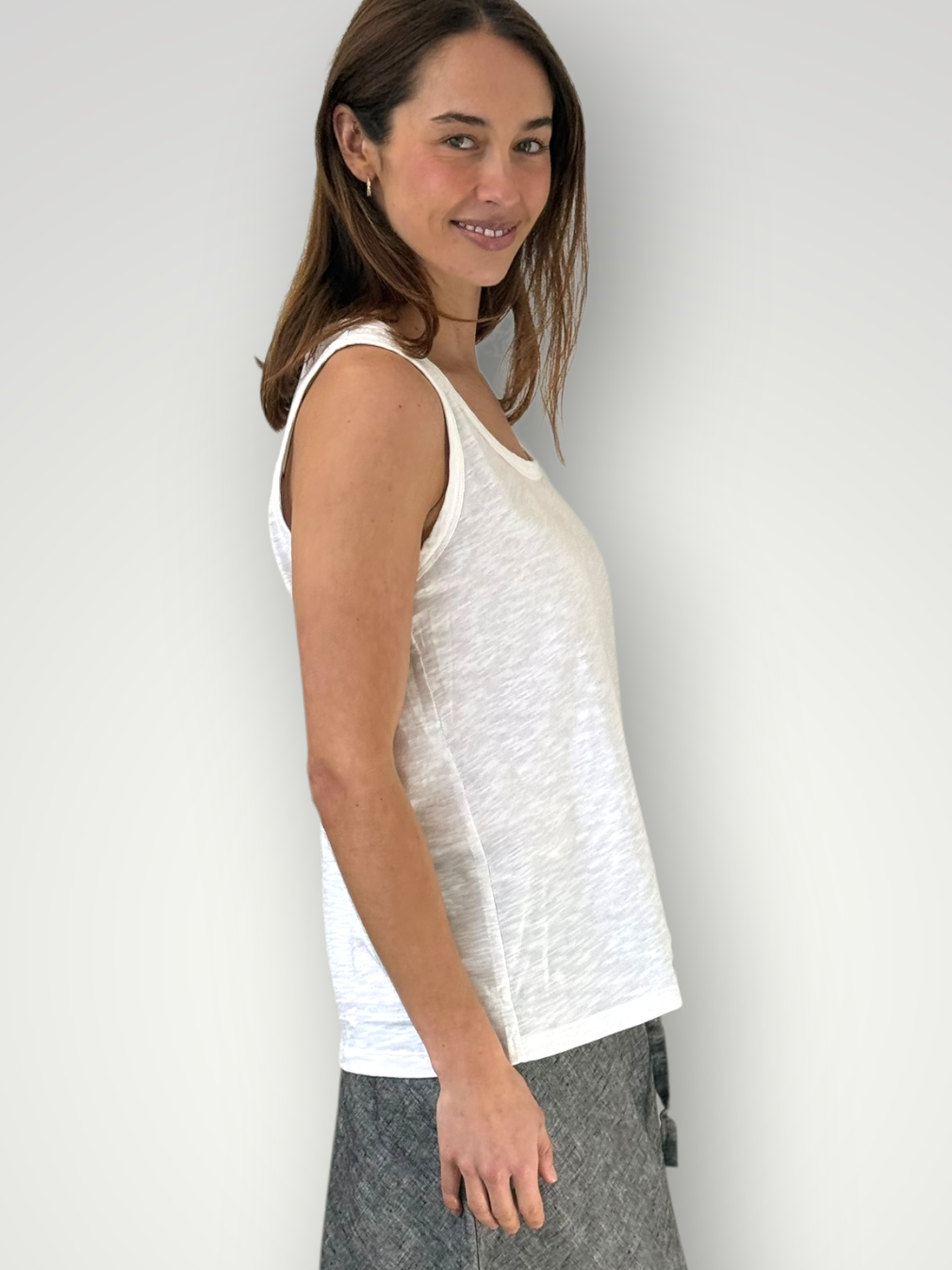 romy tank - white cotton Apparel