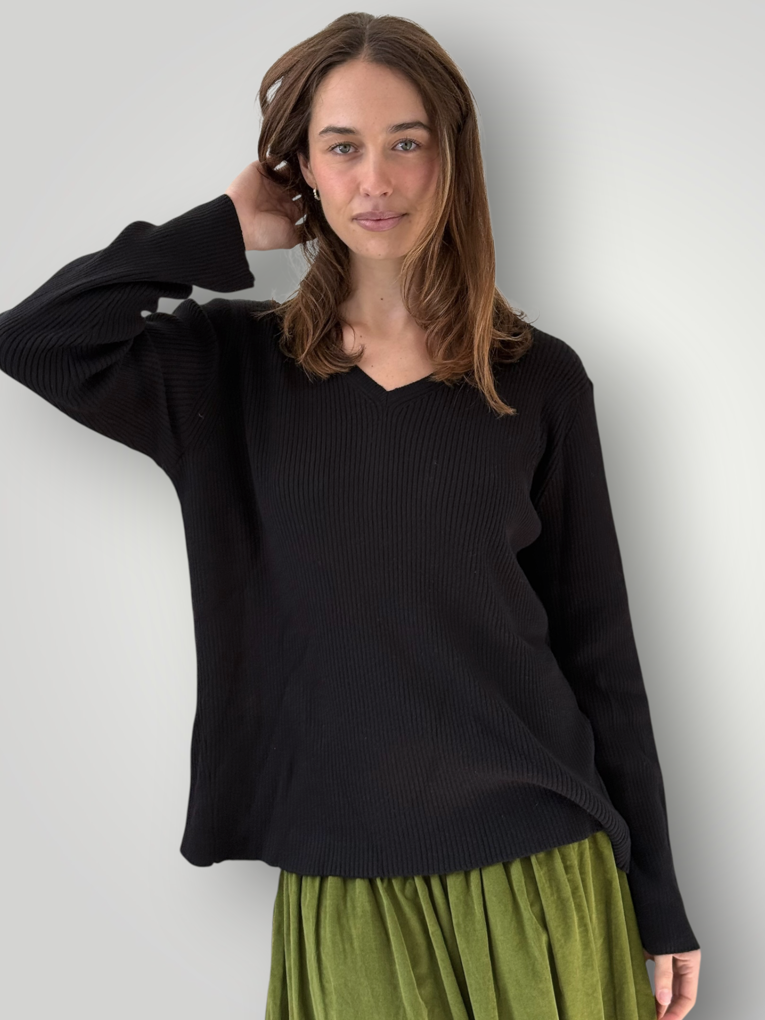 georgia v neck ribbed -black General